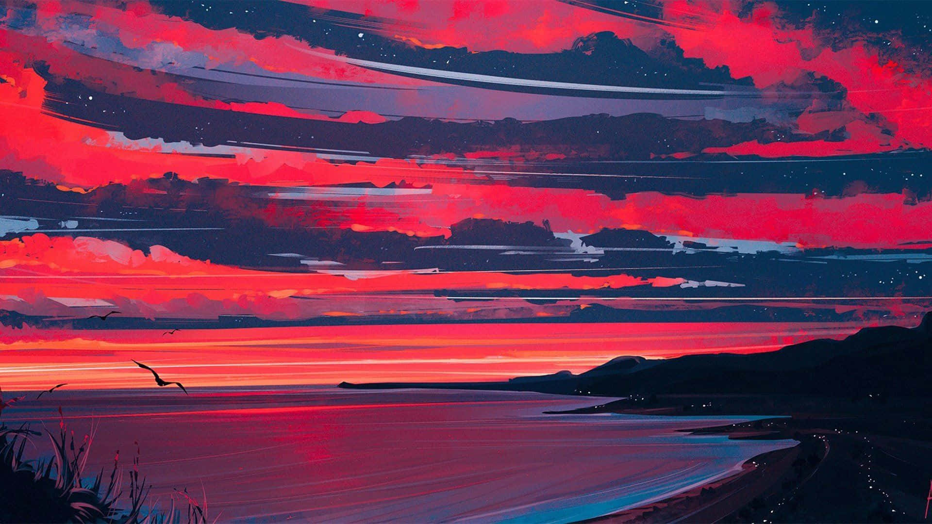 Get Lost In The Mesmerizing Red Anime Aesthetic Background