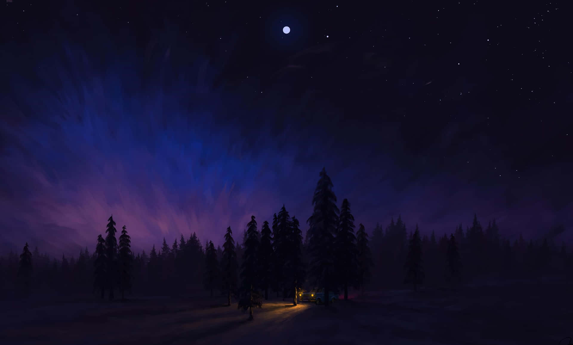 Get Lost In The Mystical Beauty Of A Starry Night Forest Background