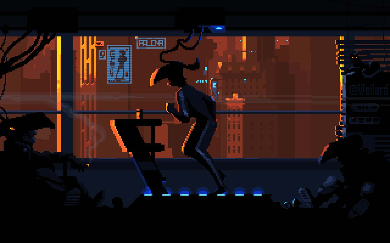 Get Lost In This Pixel Art Rendition Of A Cyberpunk City. Background