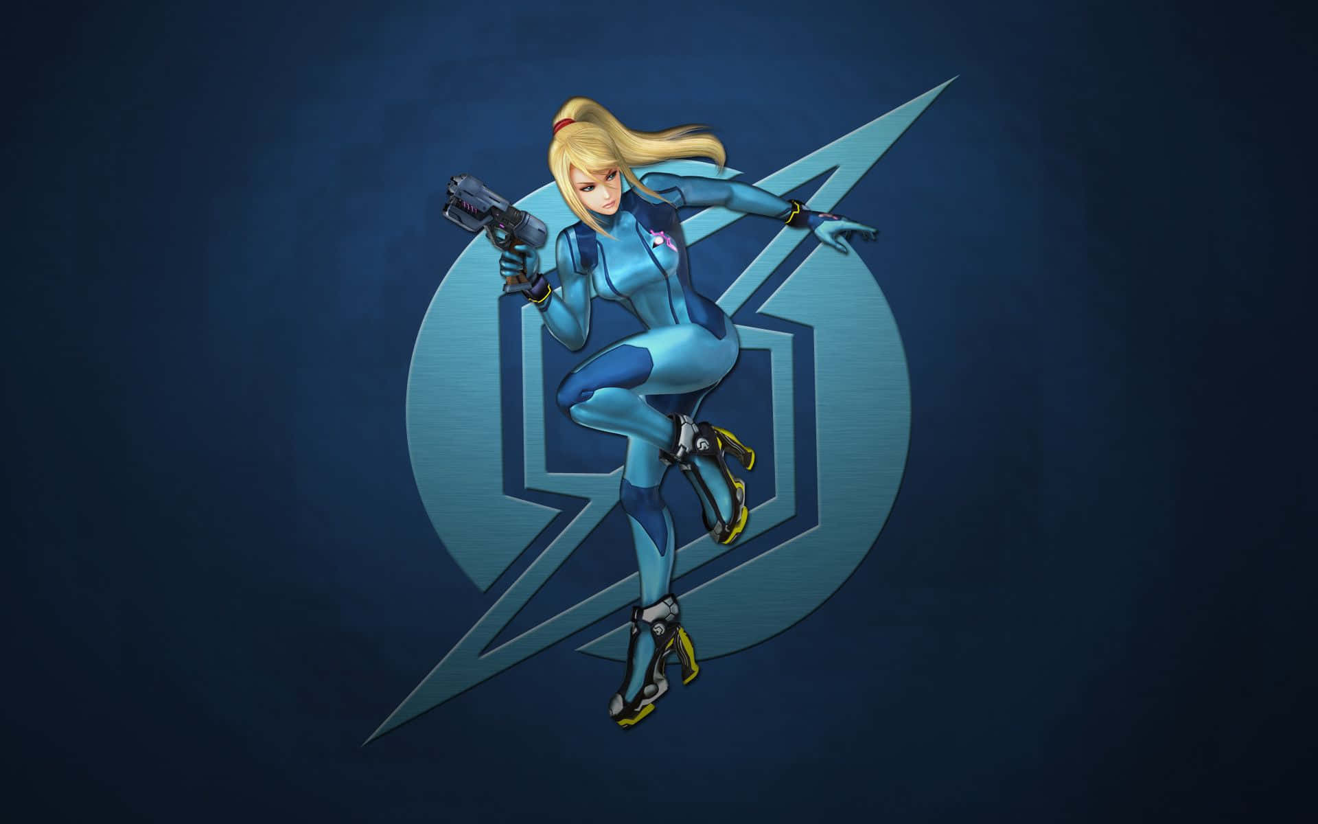 Get Ready For A Battle With Zero Suit Samus Background