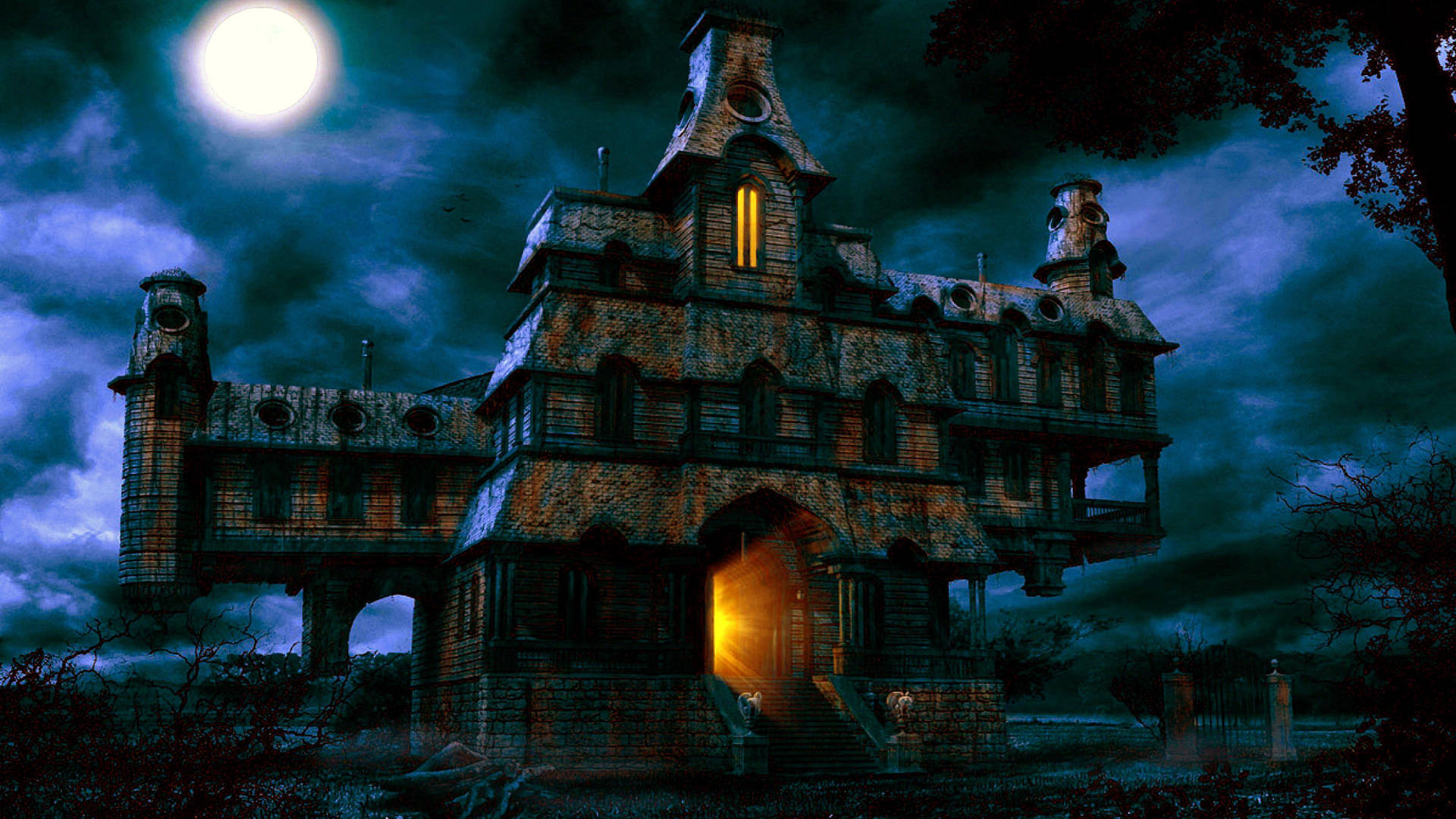 Get Ready For A Spooky Night – Visit A Haunted House This Halloween! Background