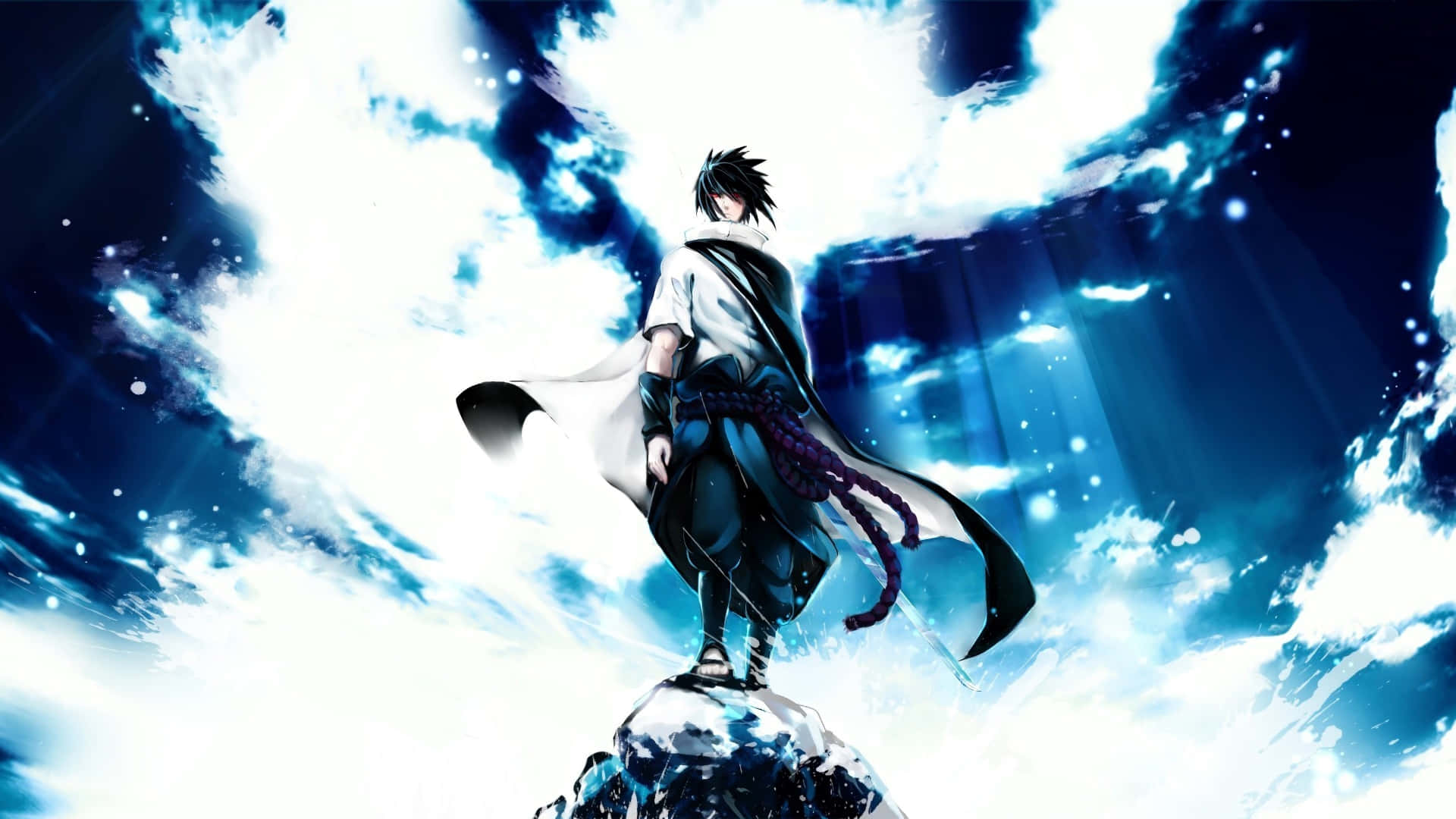 Get Ready For A Thrilling Adventure With Blue Sasuke Background