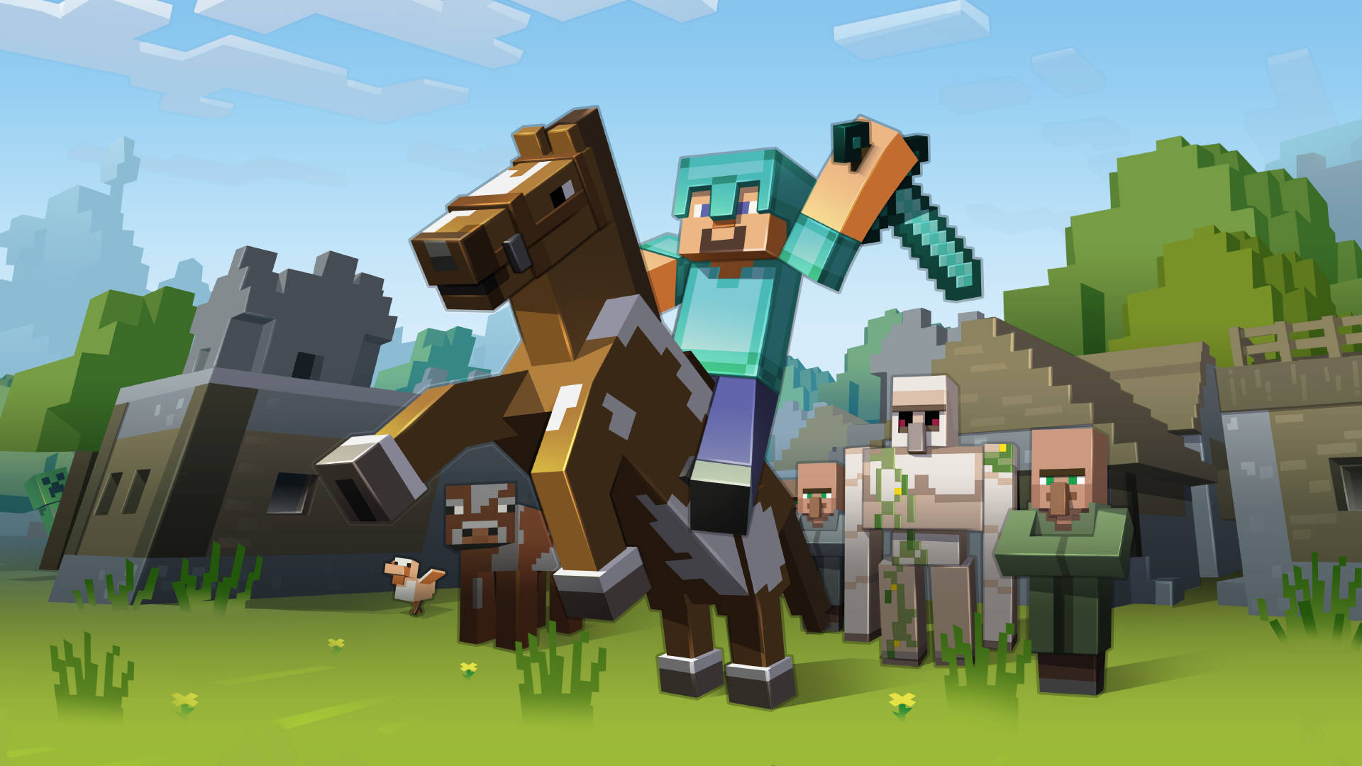 Get Ready For Adventure With Minecraft's Animated Knight Steve Background