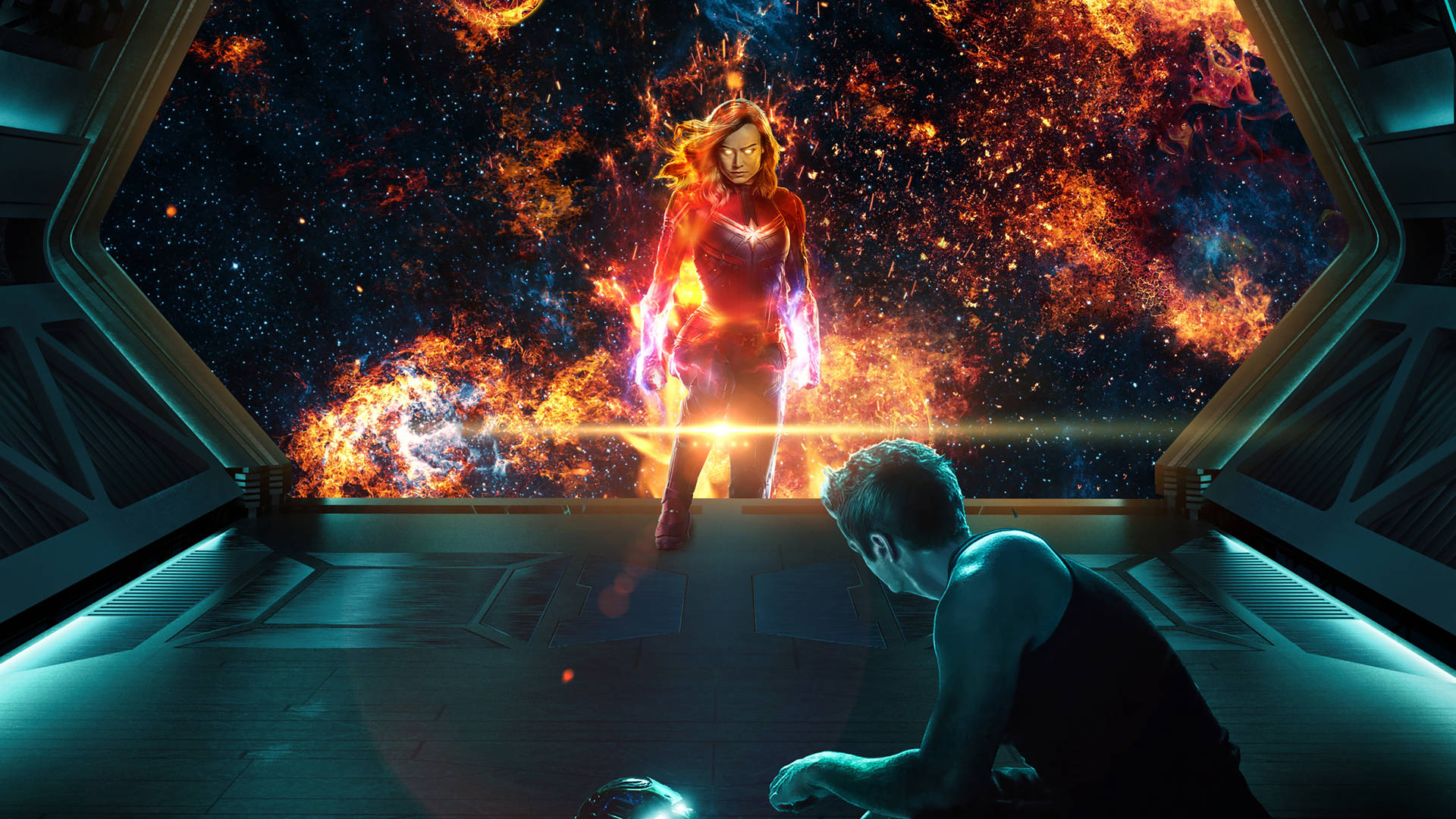 Get Ready For An Intergalactic Adventure With Captain Marvel Computer Background