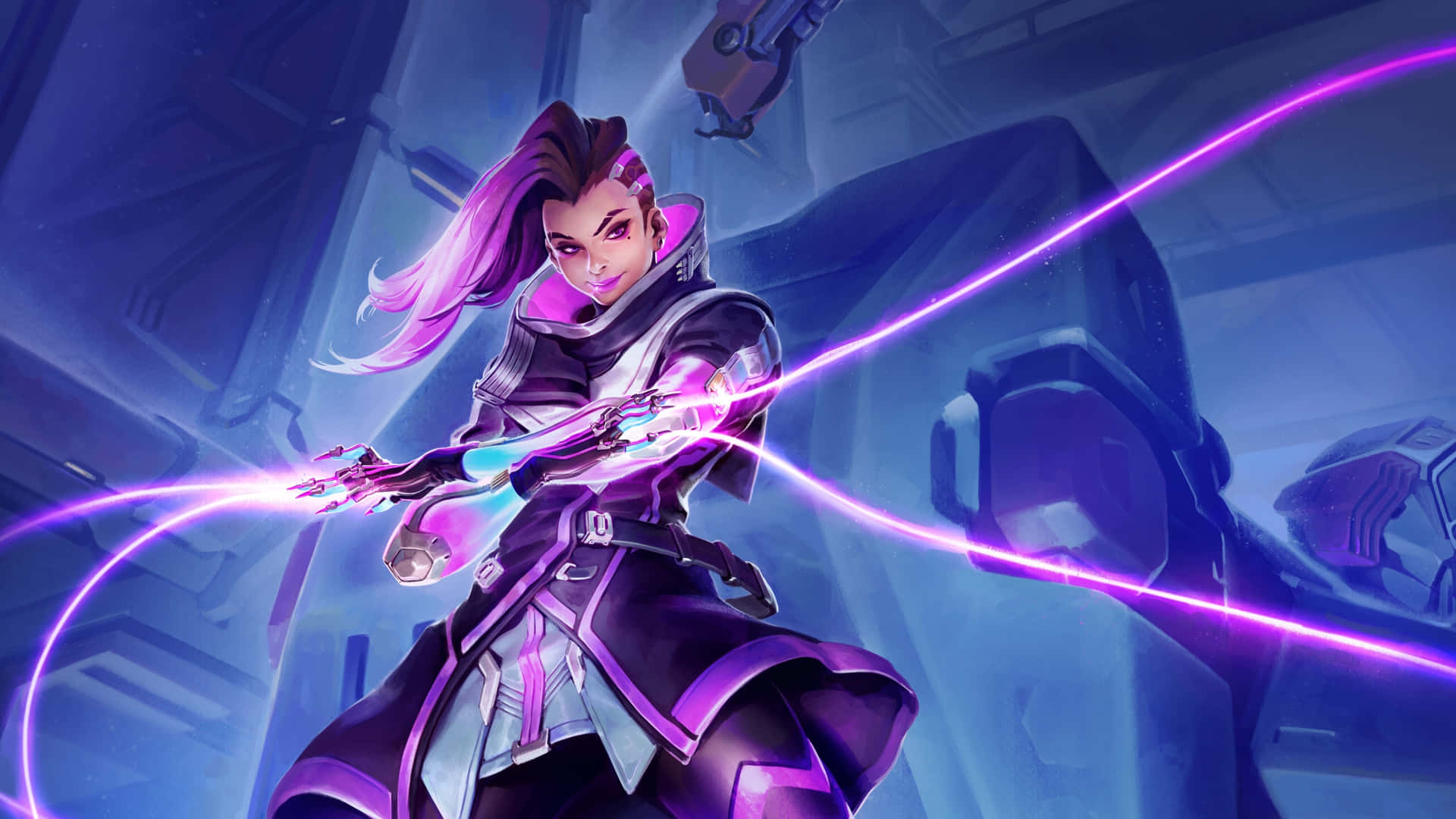 Get Ready For Epic Weapon Play As Sombra In Overwatch. Background