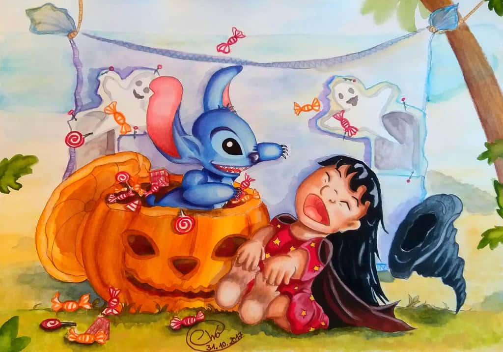 Get Ready For Trick-or-treating With Lilo And Stitch This Halloween! Background
