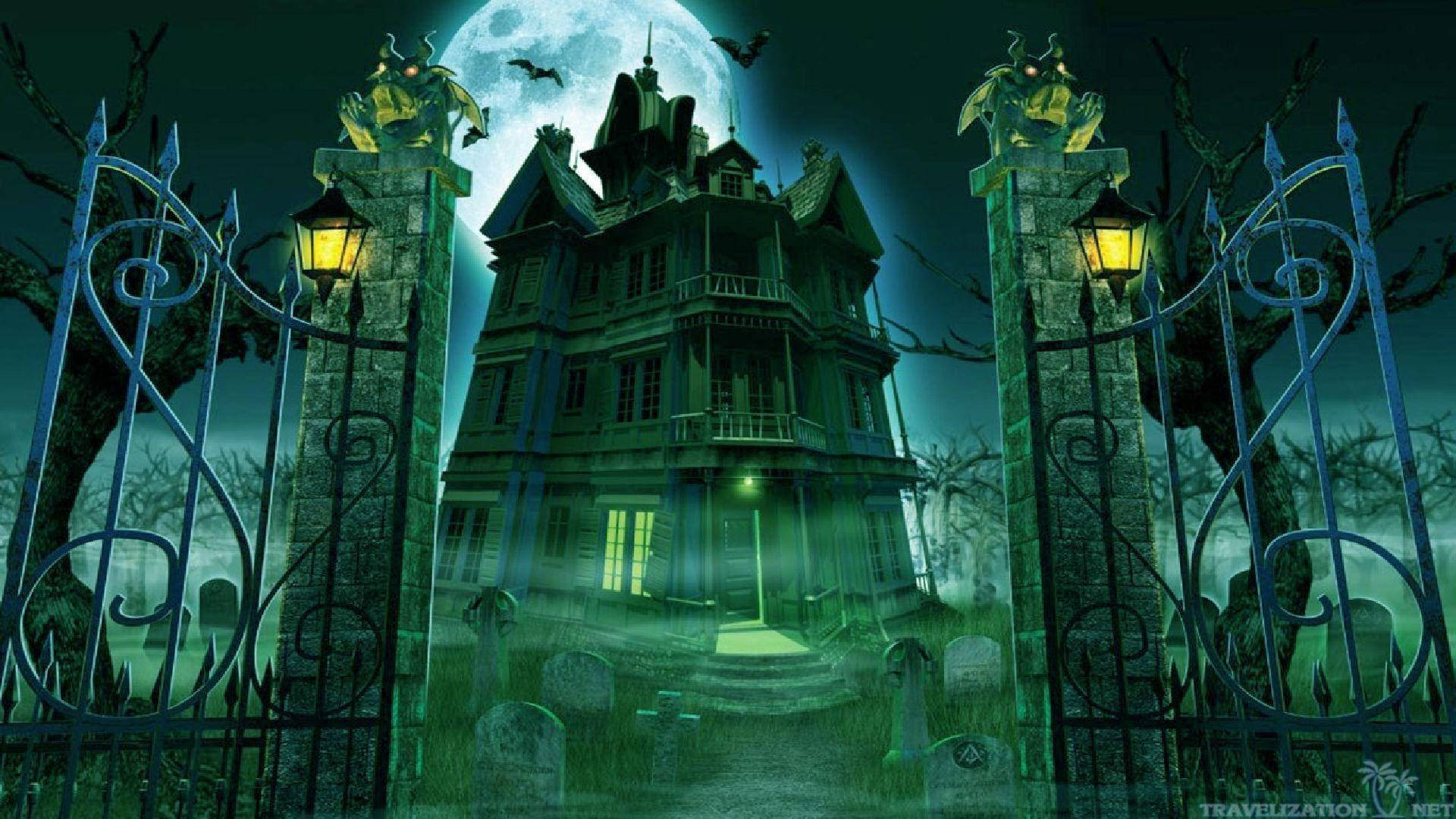 Get Ready To Journey Through The Spooky Haunted House This Halloween Background