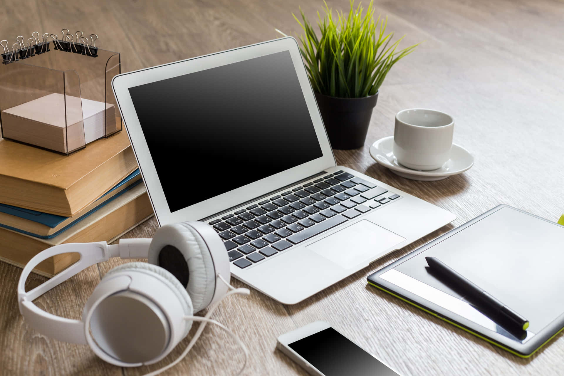 Get Ready To Rock Out With Headphones & Laptop Background