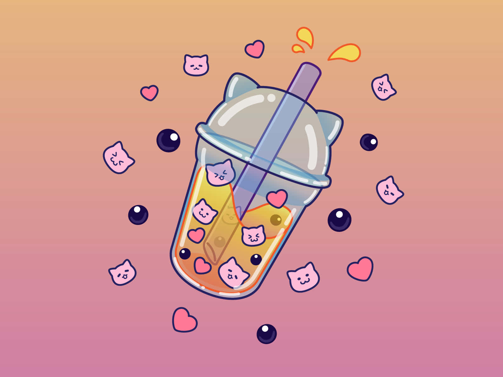 Get Refreshed With A Delicious Bubble Tea Anime. Background
