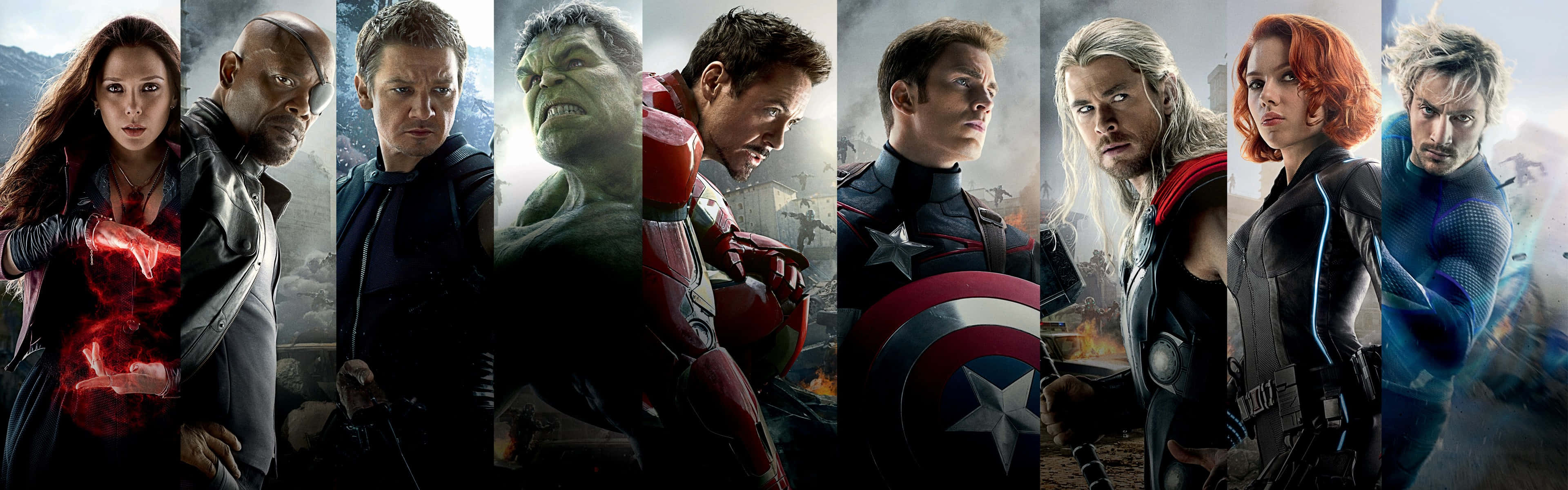 Get The Avengers Dual Screen For An Ultra Hd Gaming Experience Background