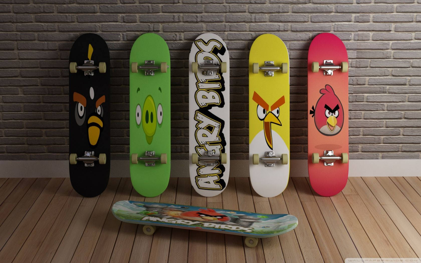 Get The Gang Together & Drift Away On Angry Birds Skateboards Background