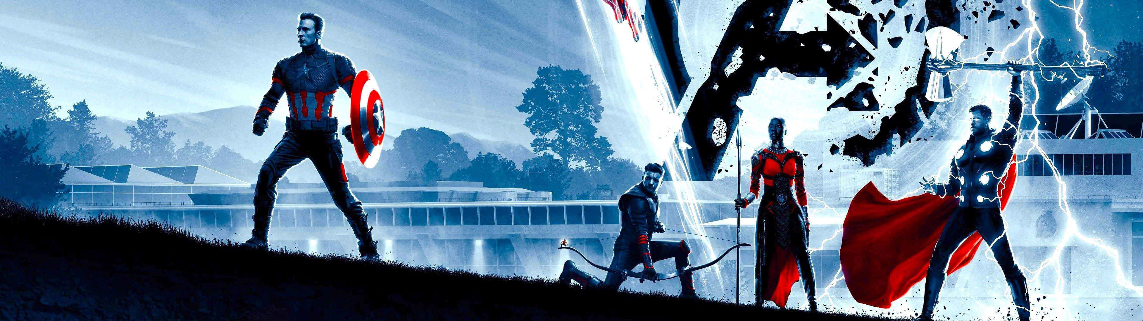 Get The Ultimate Superhero Experience With Dual-screen Captain America Wallpaper Background