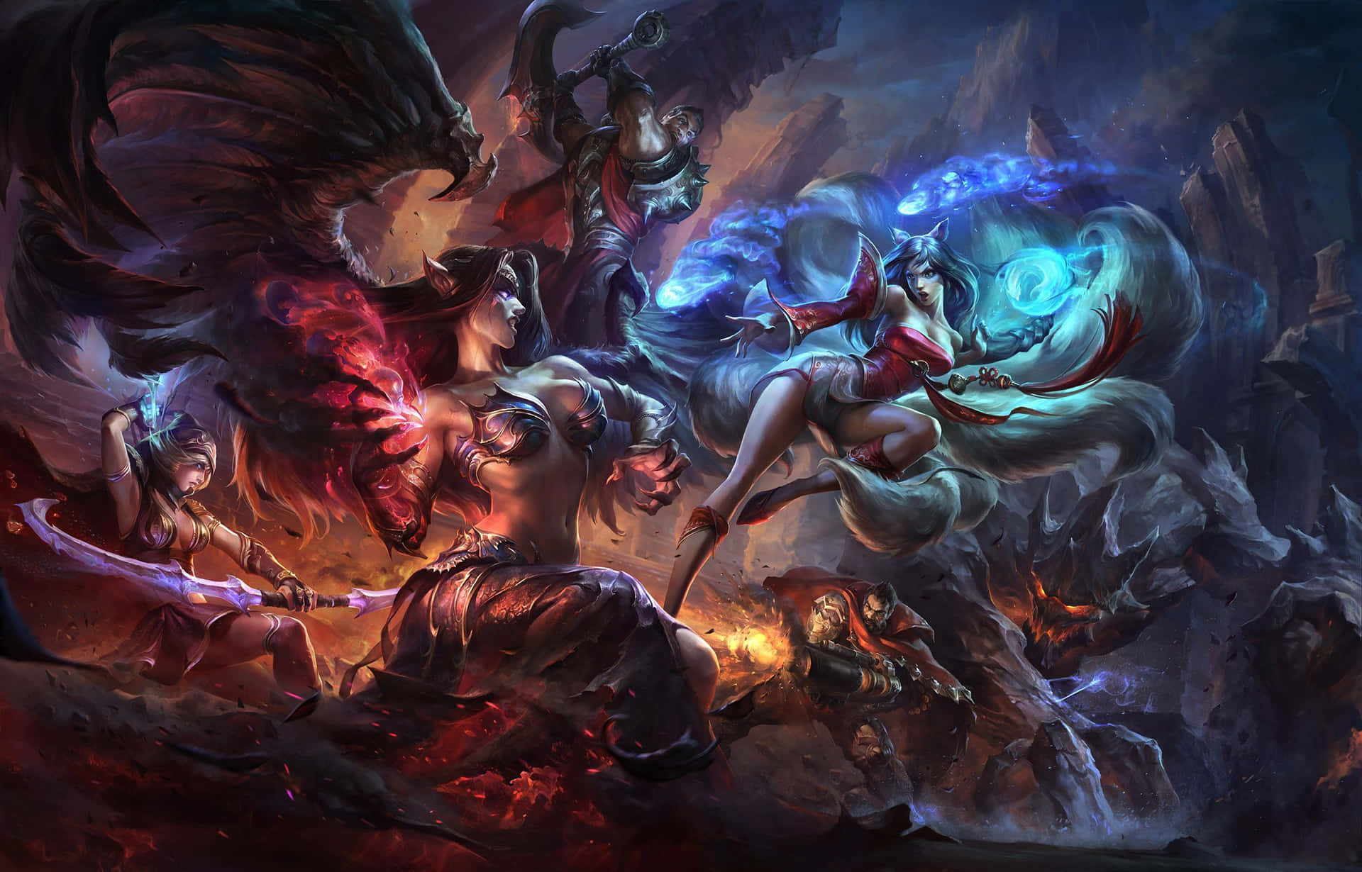 Get Your Game Face On - Immerse Yourself In The Virtual World Of League Of Legends On A Laptop Background