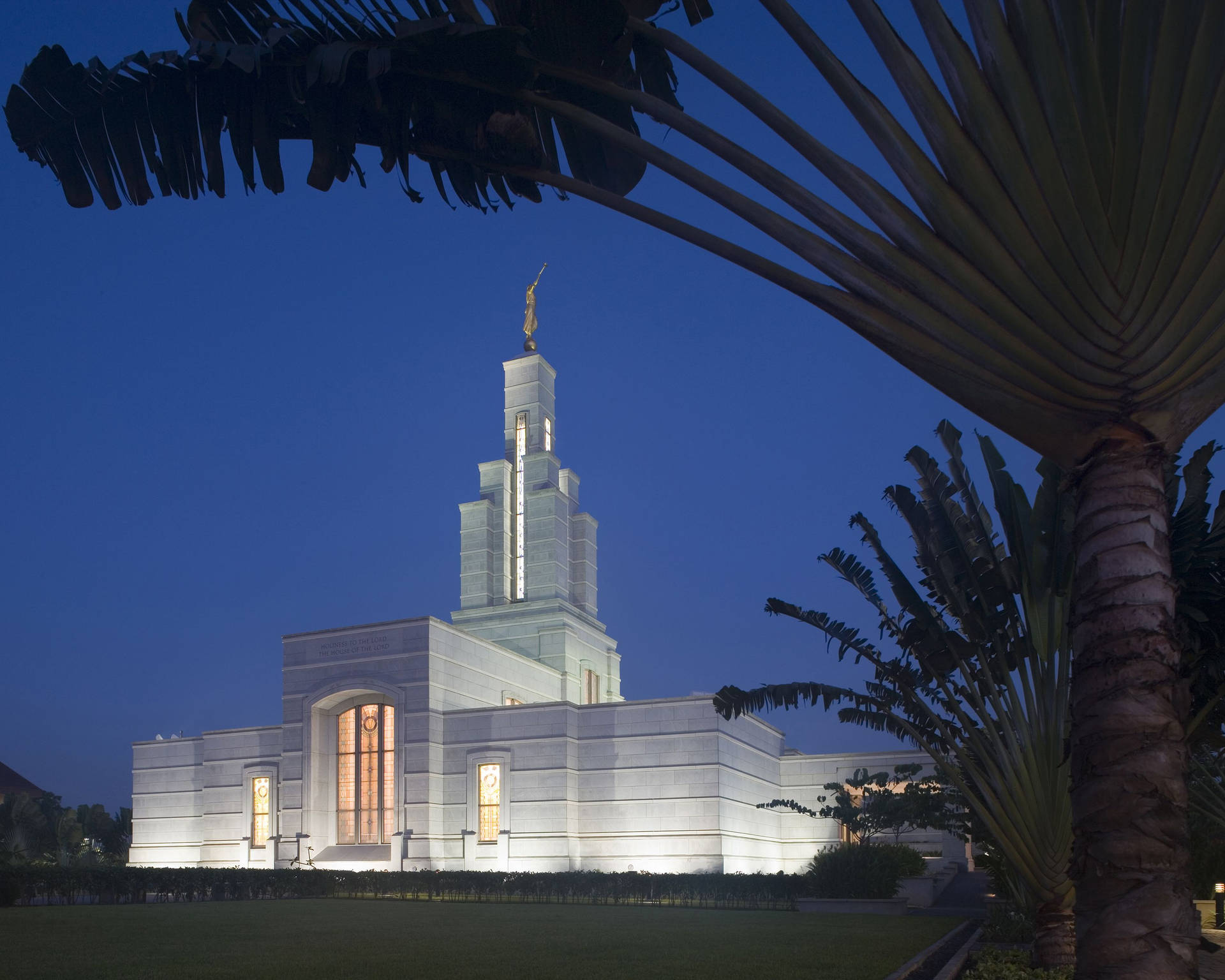 Ghana Temple At Night Background