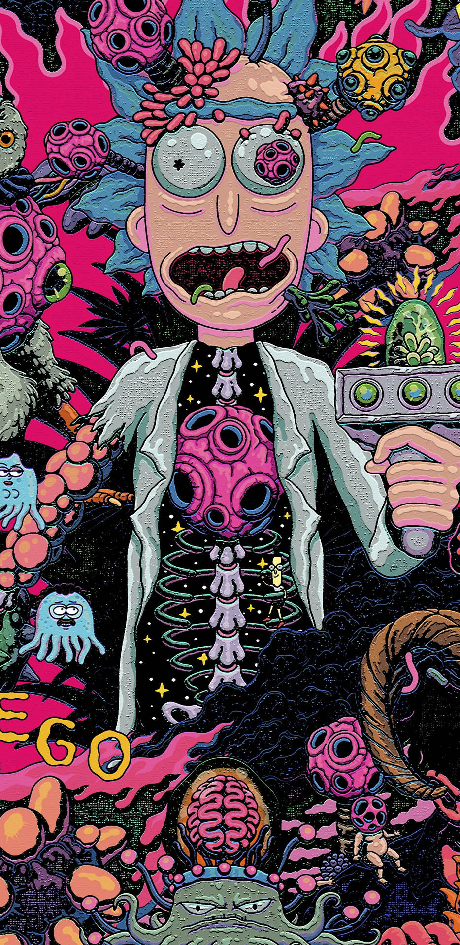 Ghastly Rick And Morty Trippy Pink Background
