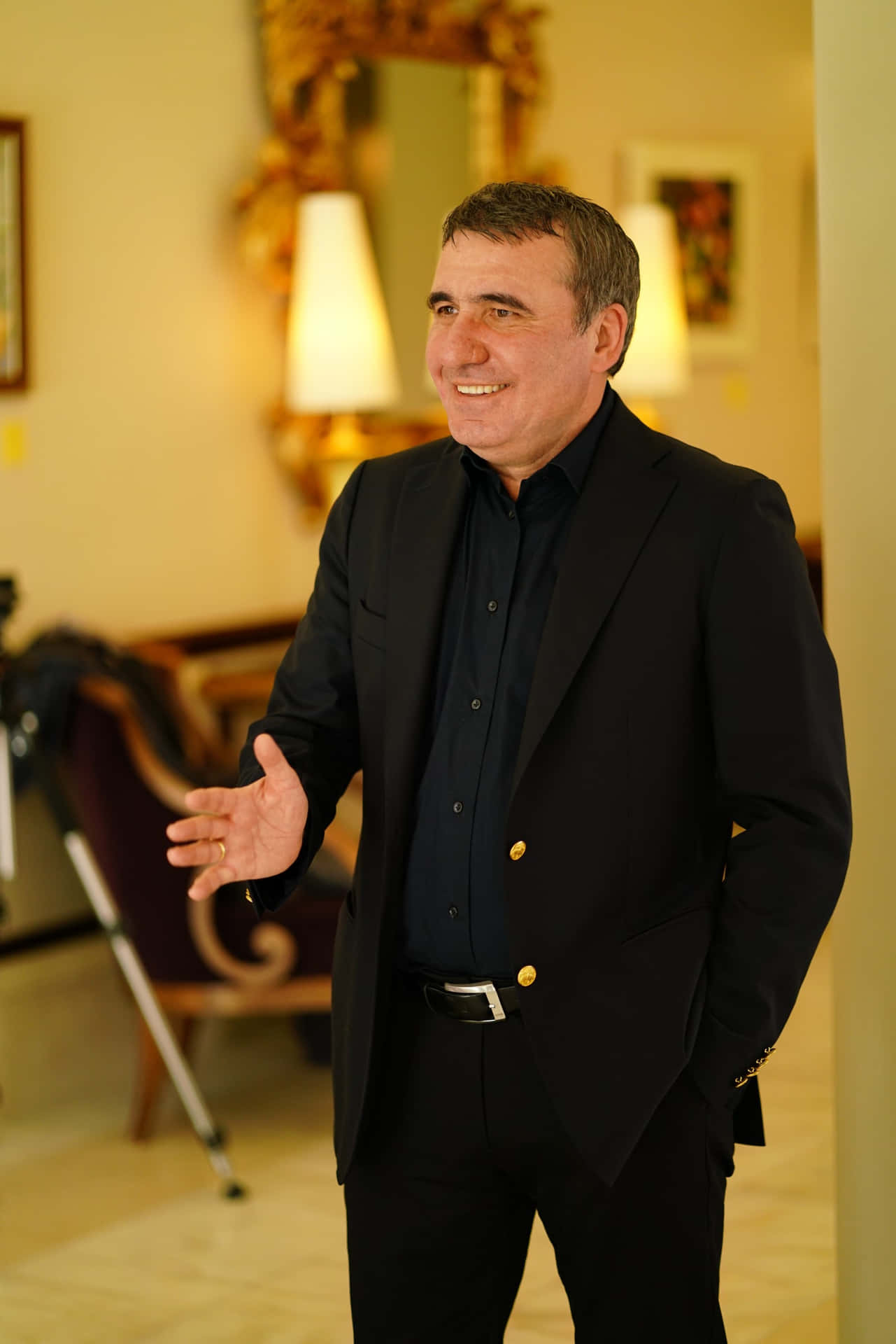 Gheorghe Hagi In Elegant Black Suit
