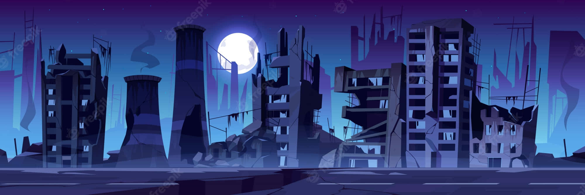 Ghetto Hood Night City Moon Background