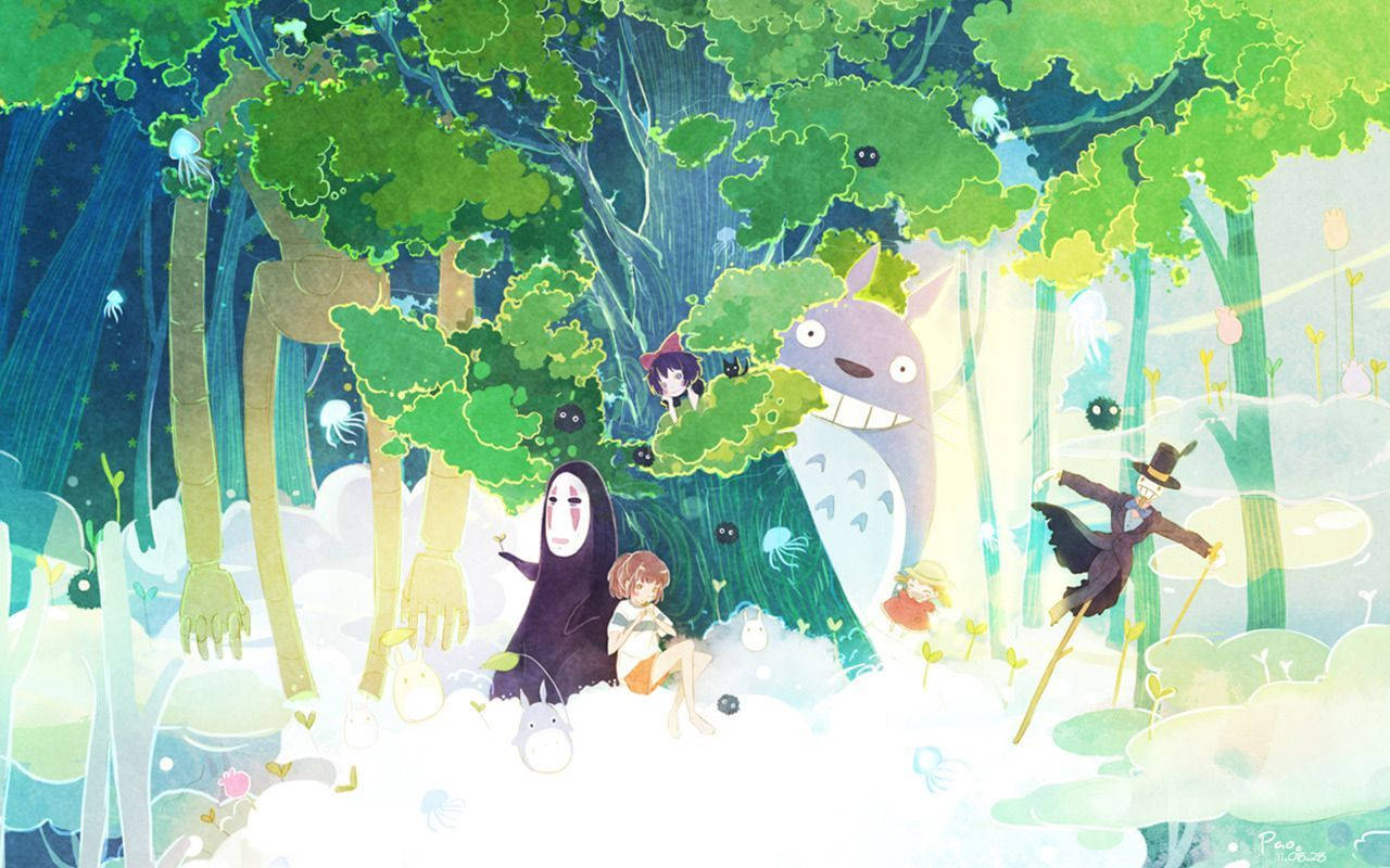 Ghibli Characters Inside Forest