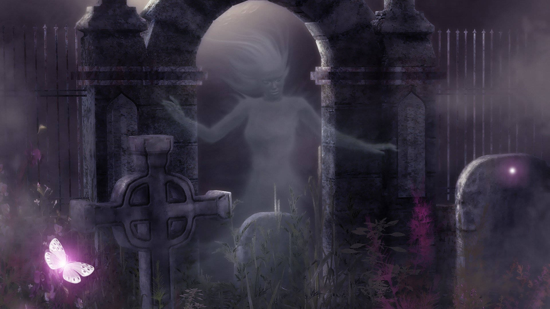 Ghost Aesthetic Haunted Cemetery Background