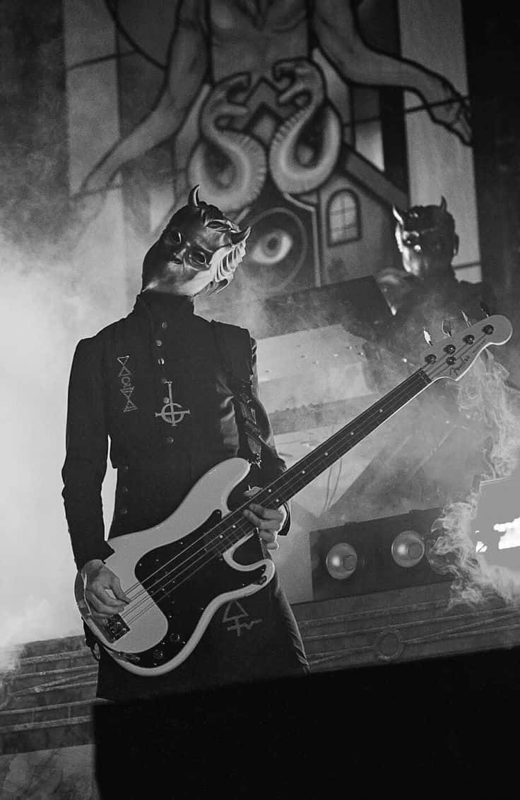 Ghost Band Black And White Photo Guitarist Background