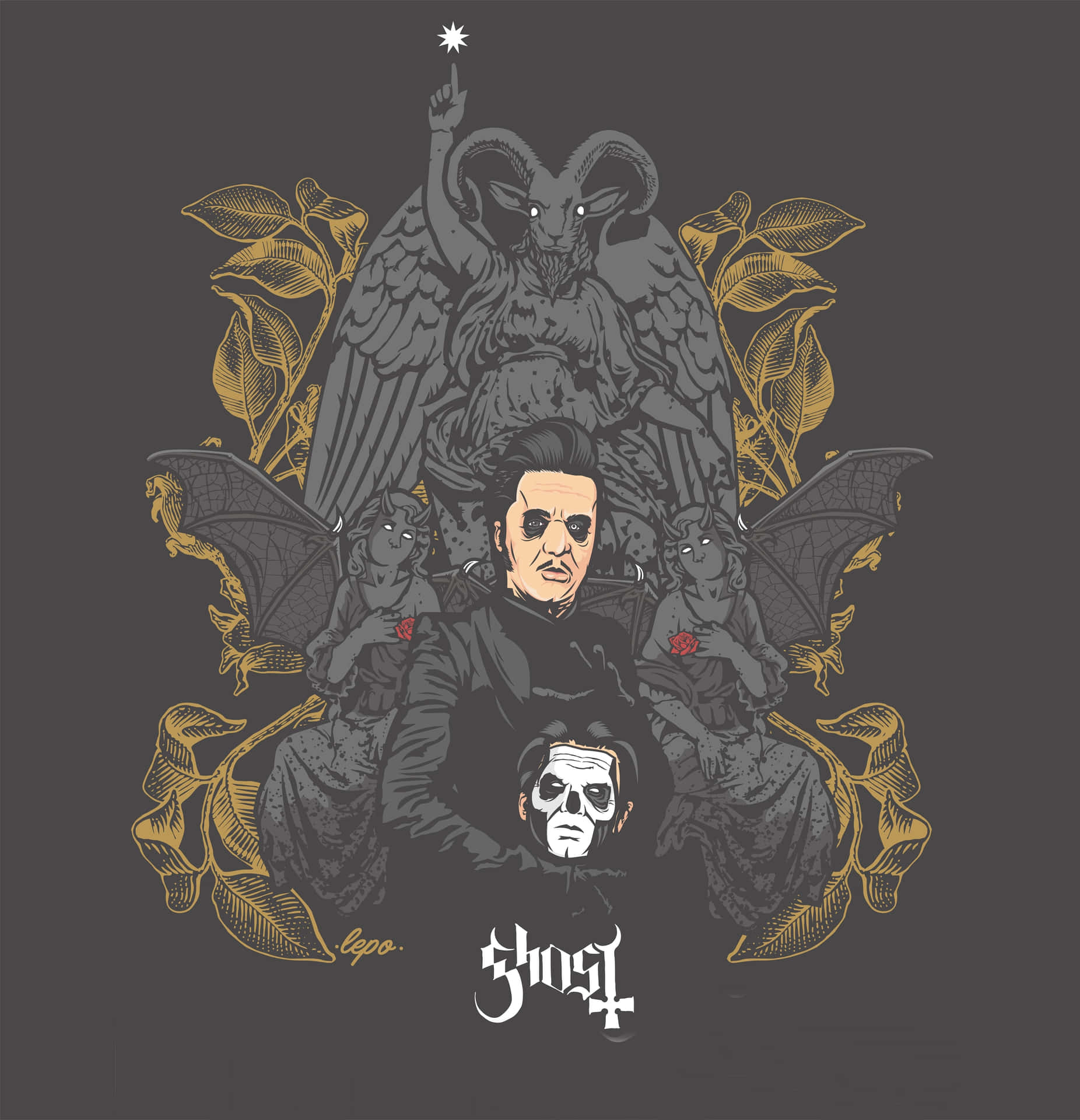 Ghost Band Fanart Painting Statues Background