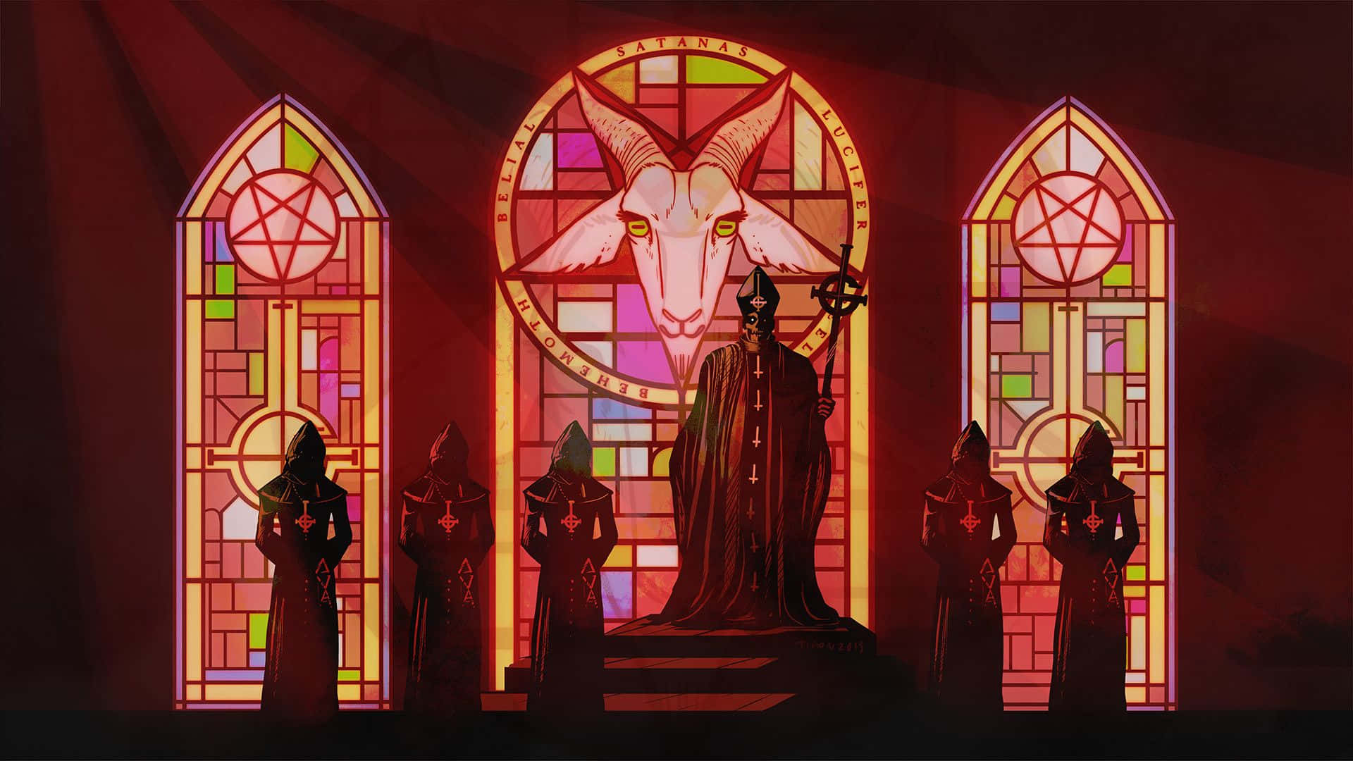 Ghost Band In Church Goat Window Background