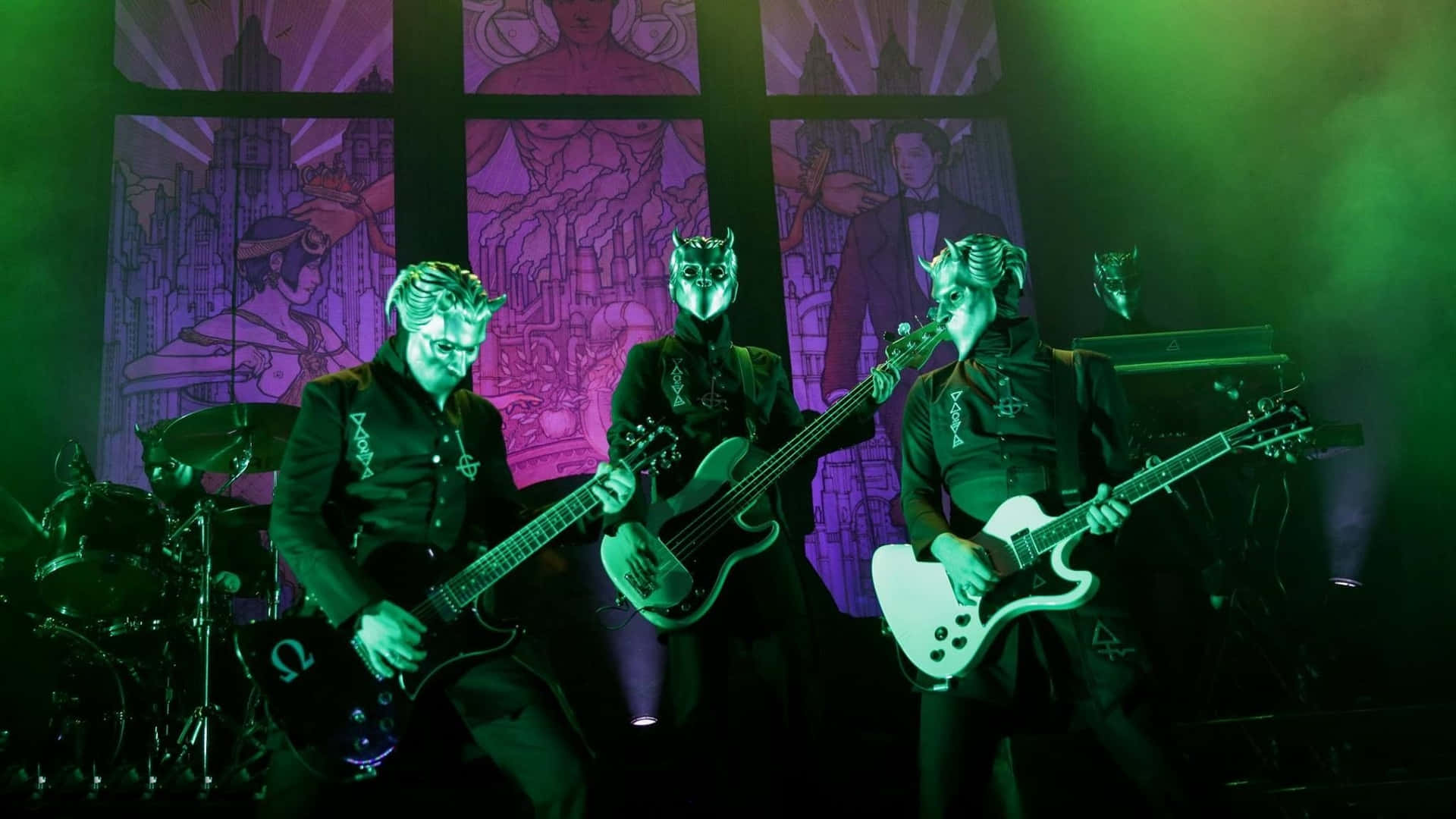 Ghost Band Members Playing Live Background