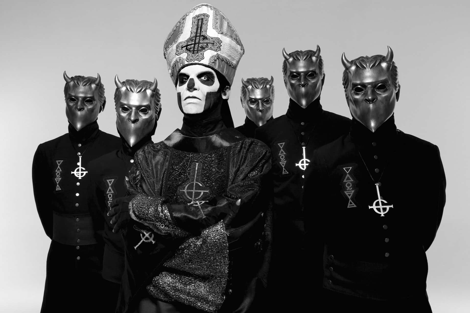 Ghost Band Papa Nihil With Masked Demons Background