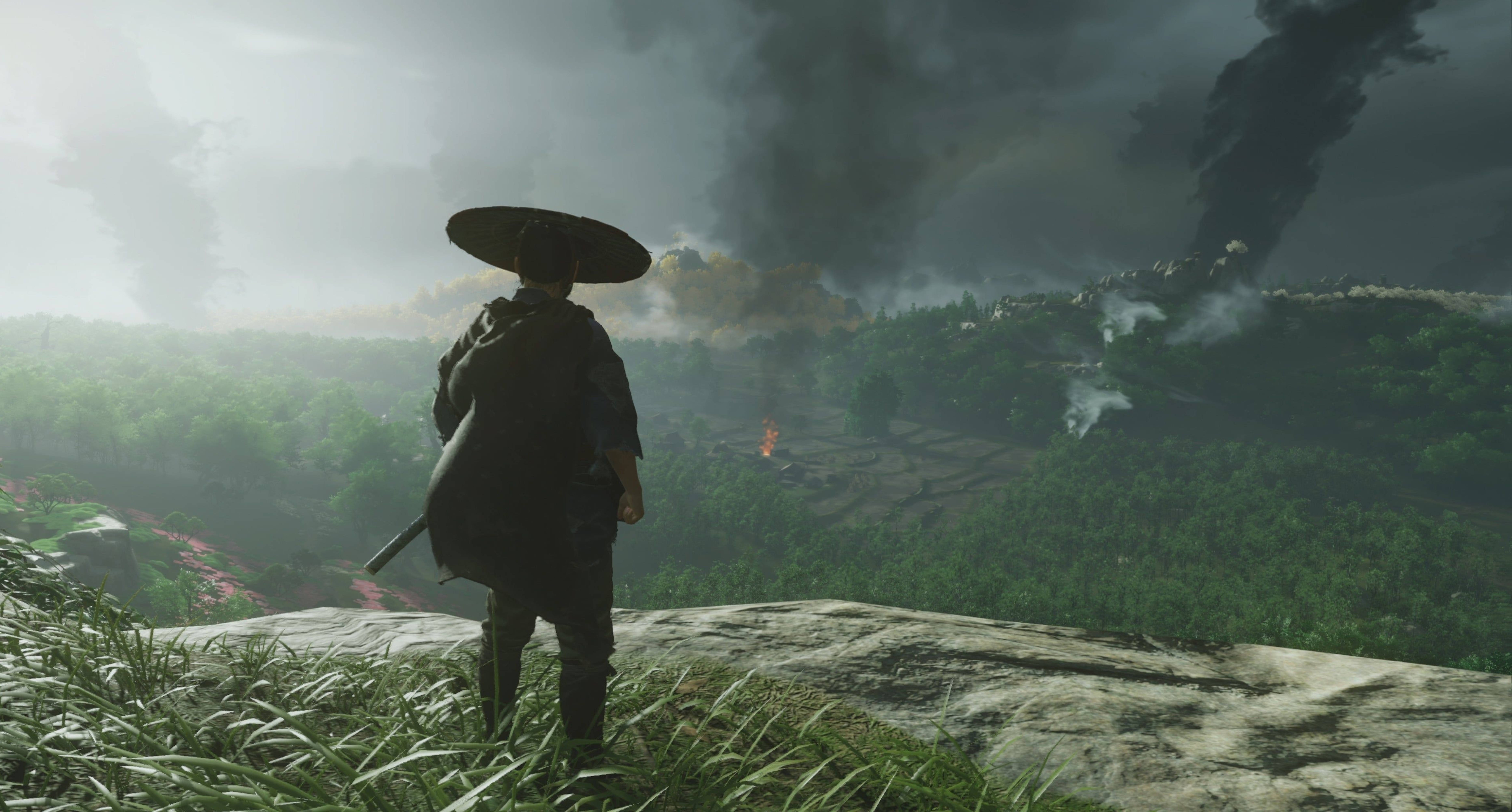 Ghost Of Tsushima Man In Hat 4k Background