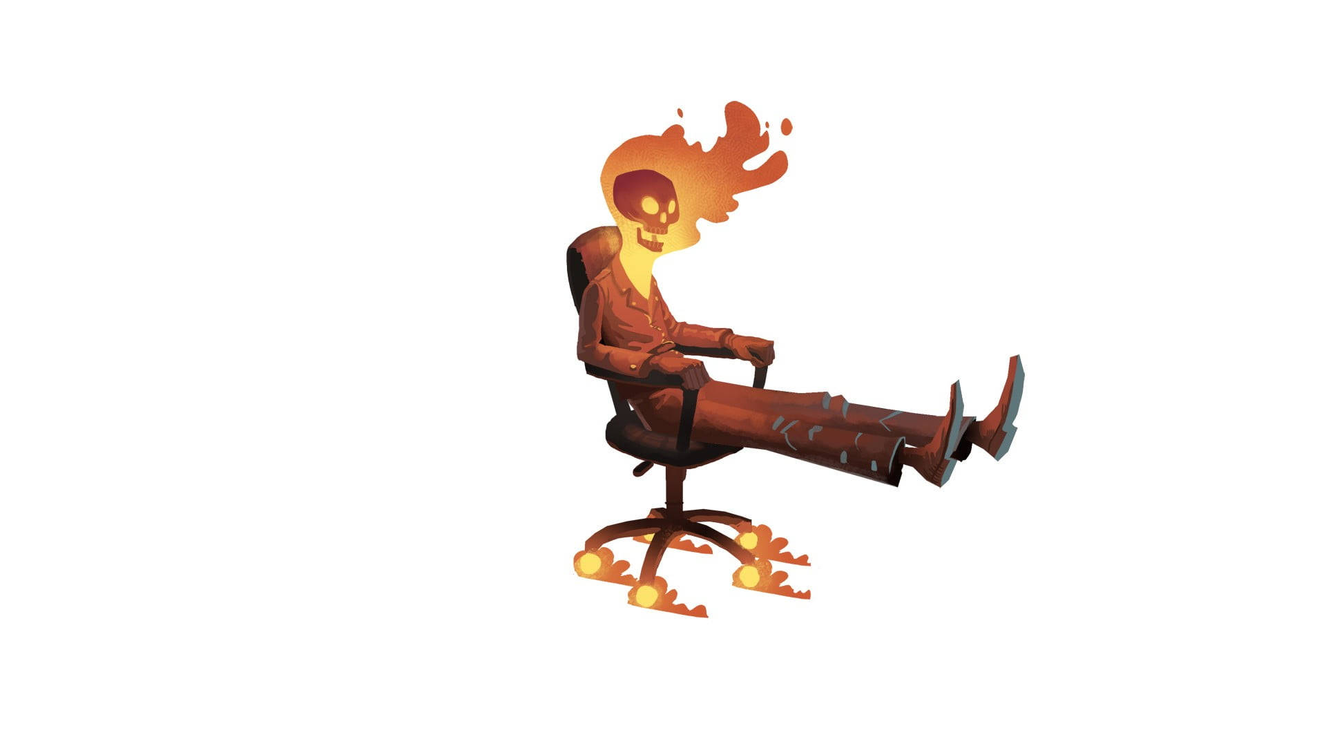 Ghost Rider Office Skeleton Desktop