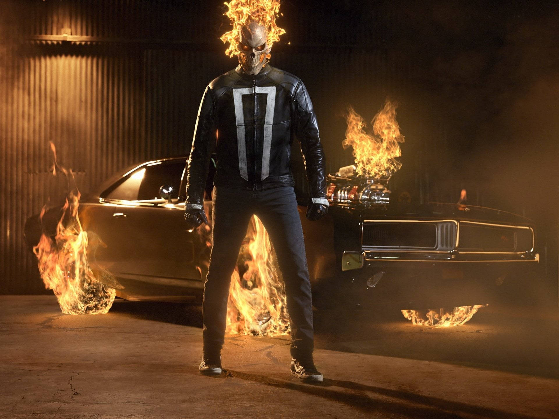 Ghost Rider With Fire Car Background