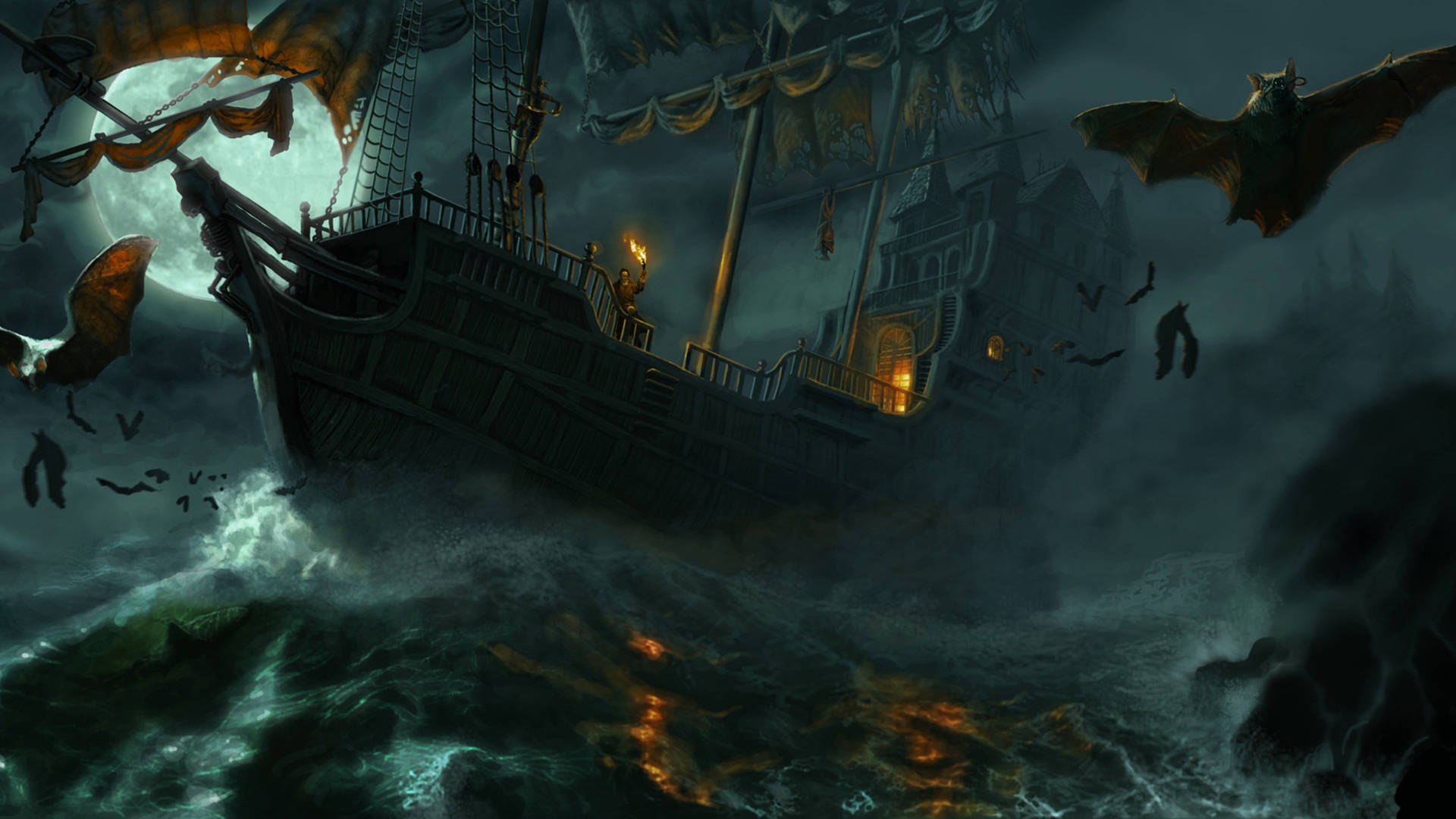 Ghost Ship Digital Artwork Background