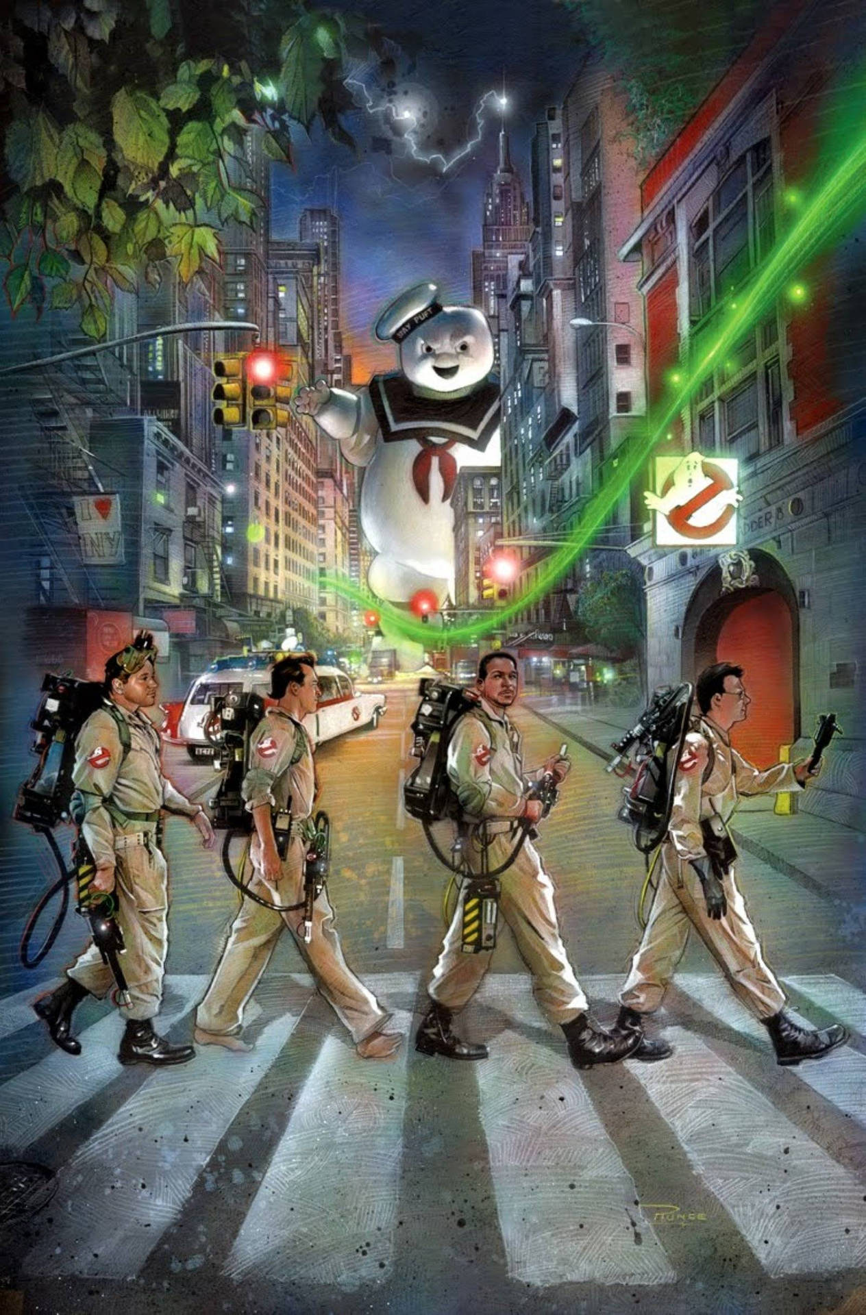 Ghostbusters Characters, Collectively Chasing The Beat. Background
