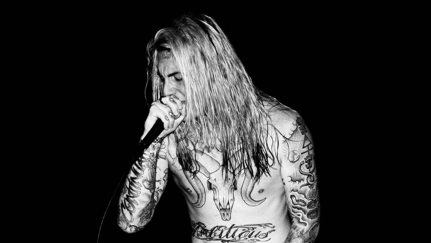 Ghostemane With Long Hair And Mic Background