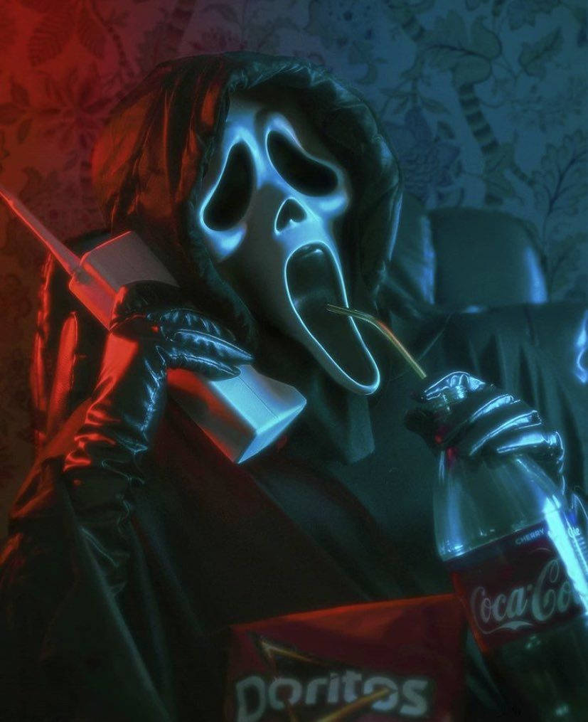 Ghostface Pfp Drinking Coca-cola Background