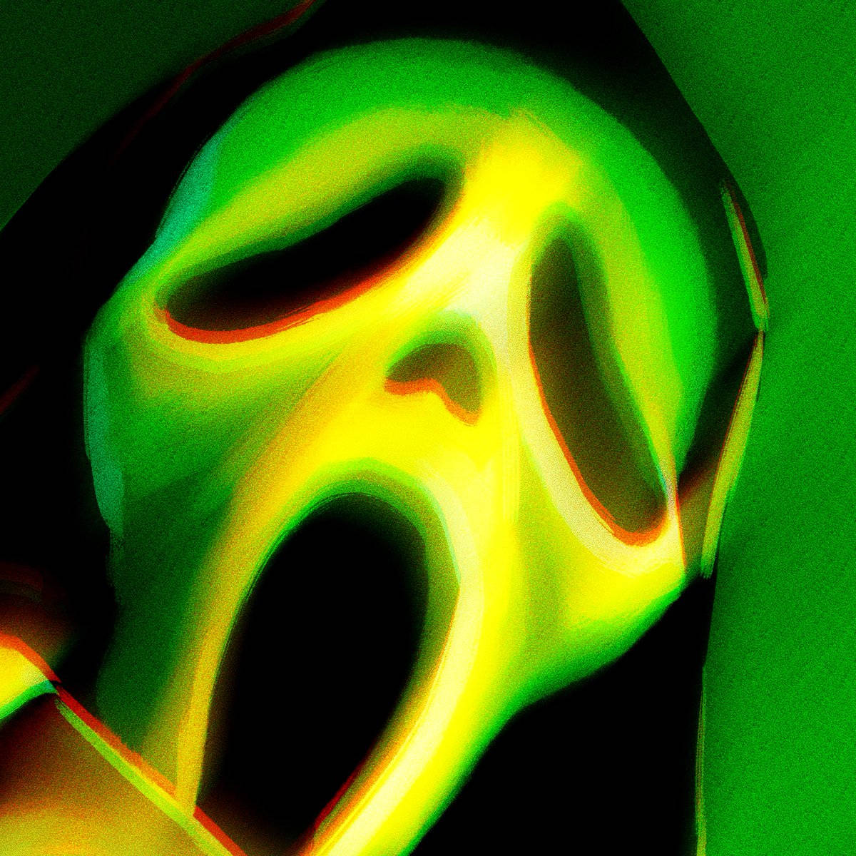 Ghostface Pfp Wearing Green Mask Background