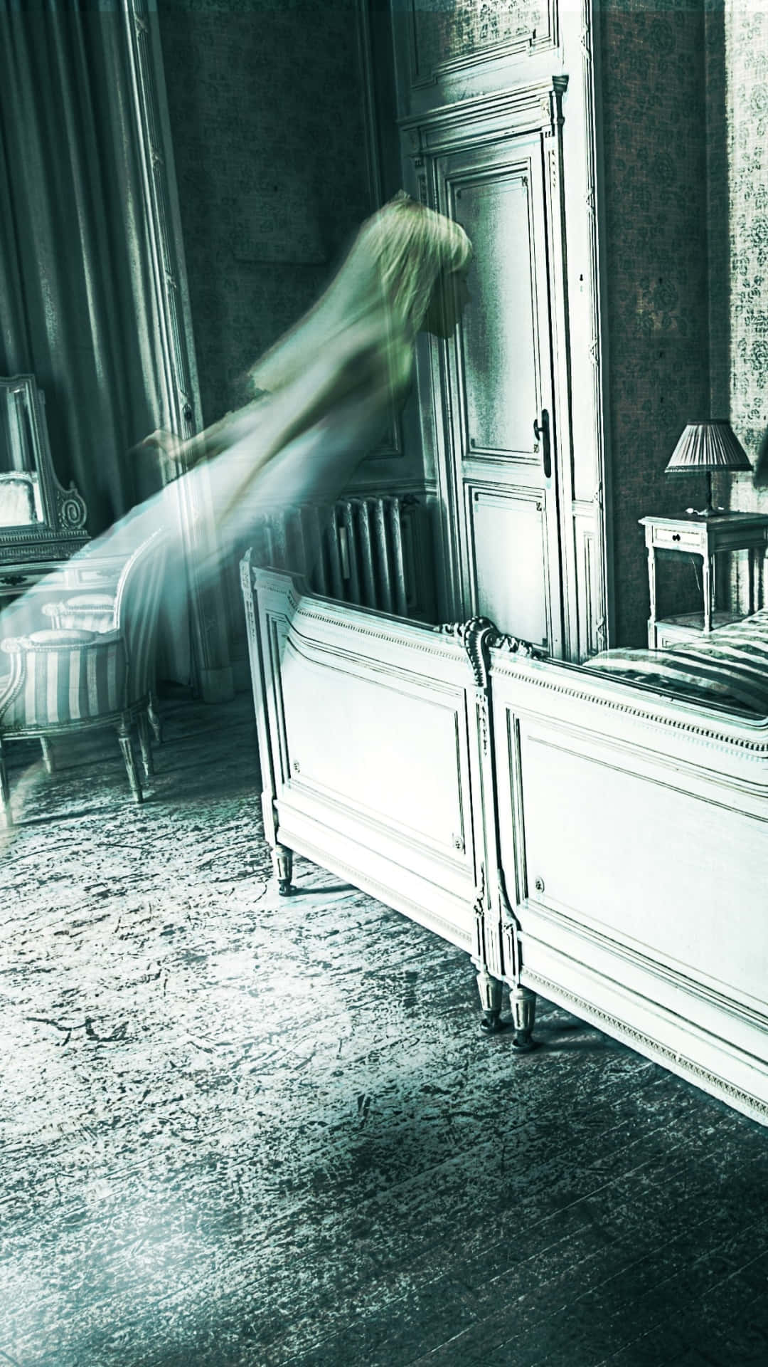 Ghostly Figure Leaving Room Background