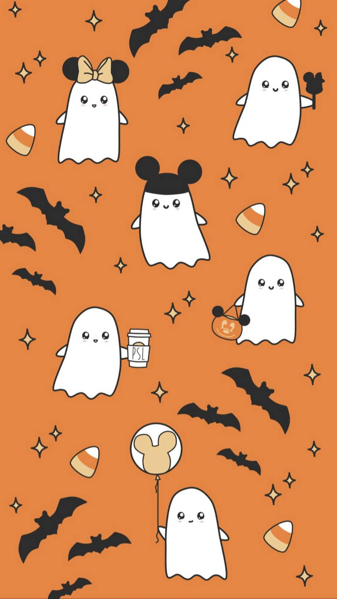 Ghosts And Bats Cute Disney Halloween Background