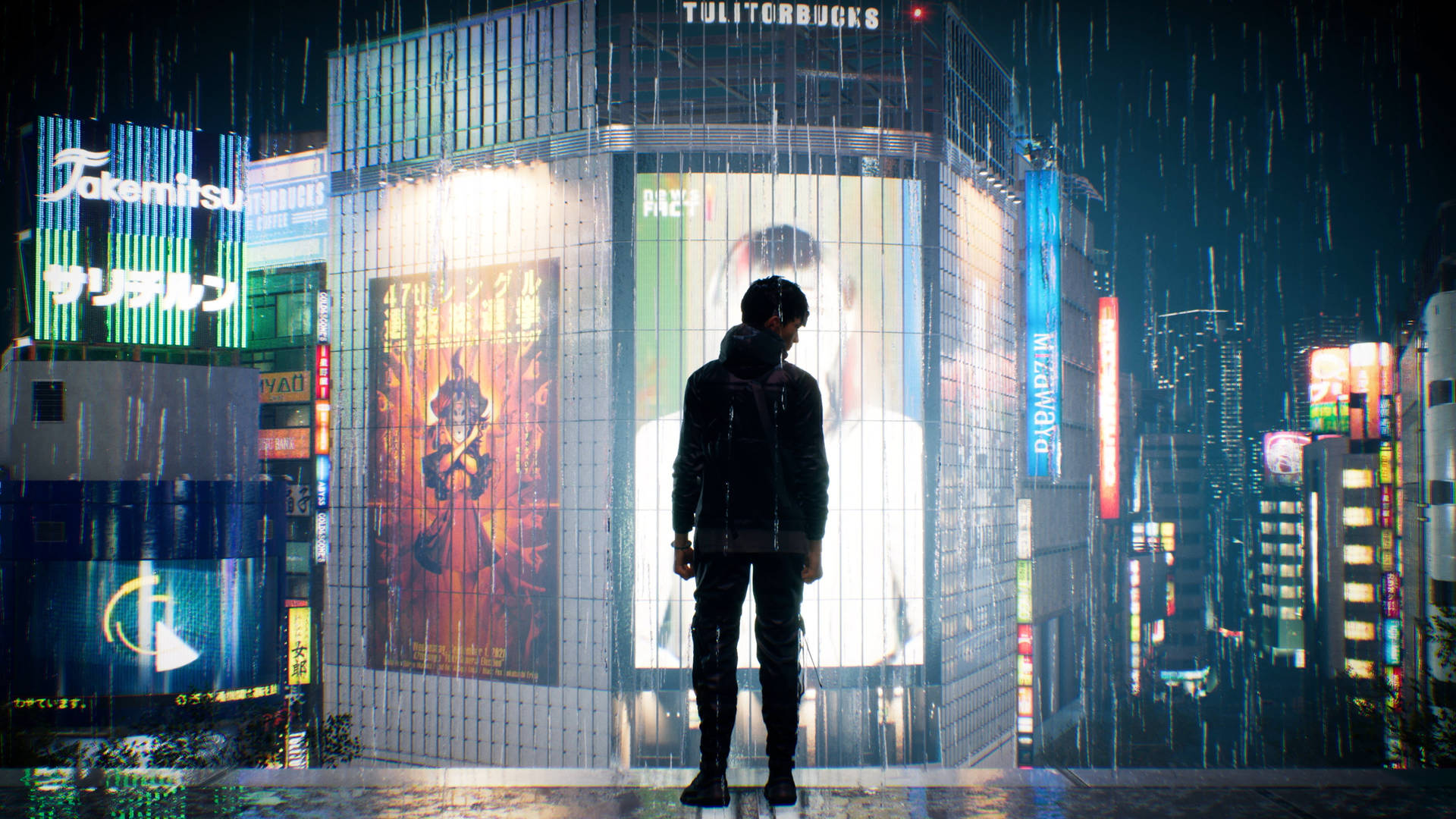 Ghostwire Tokyo Akito Raining Background