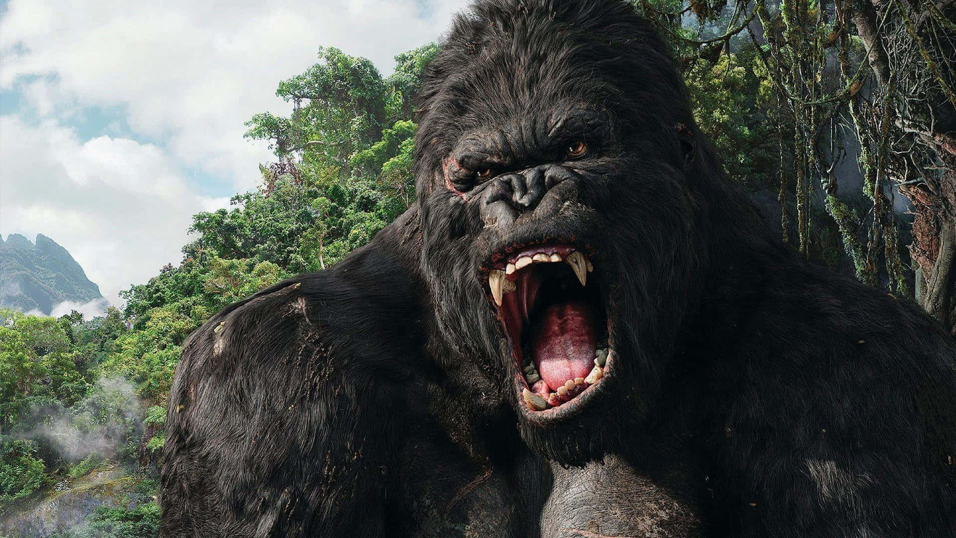 Giant Ape King Kong Muscle Flexing In 4k Background