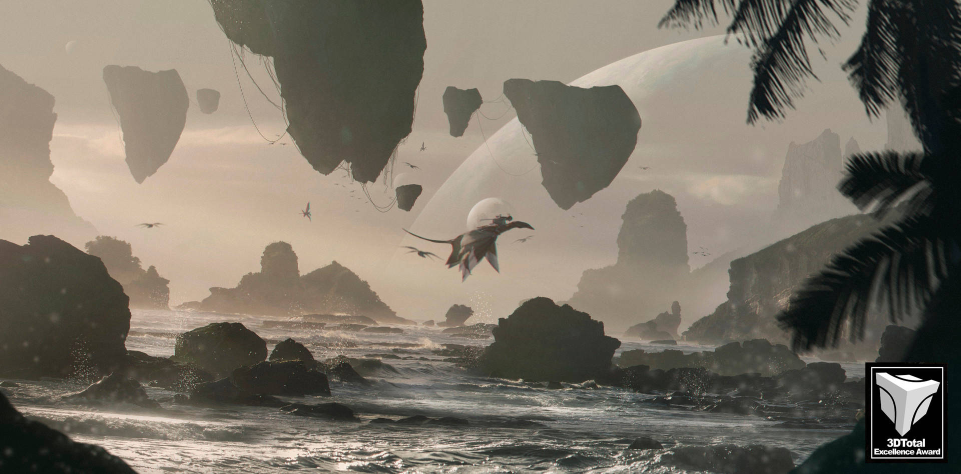 Giant Birds In Pandora Ocean Background
