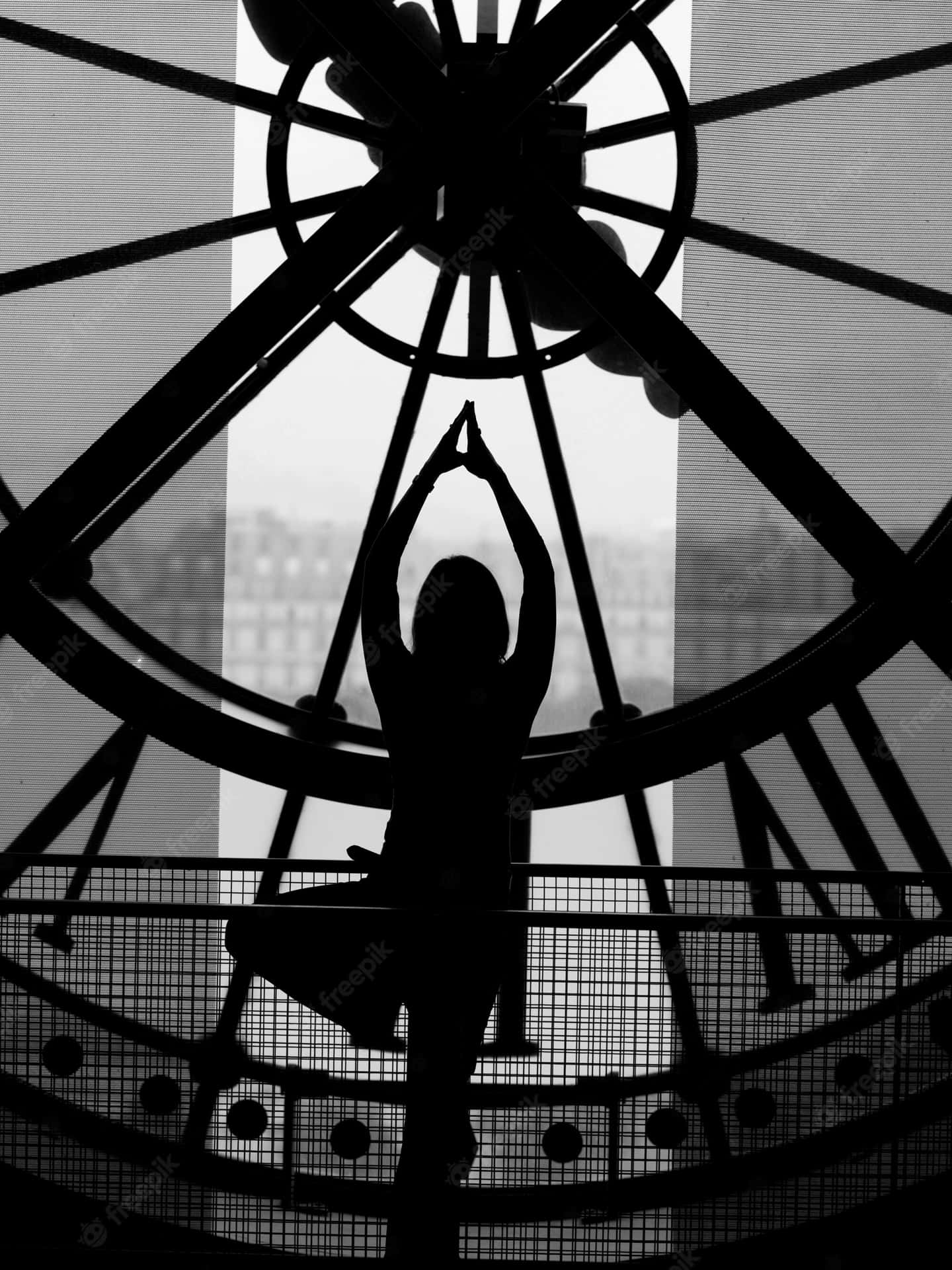 Giant Clock Of Musée Dorsay Black And White Background