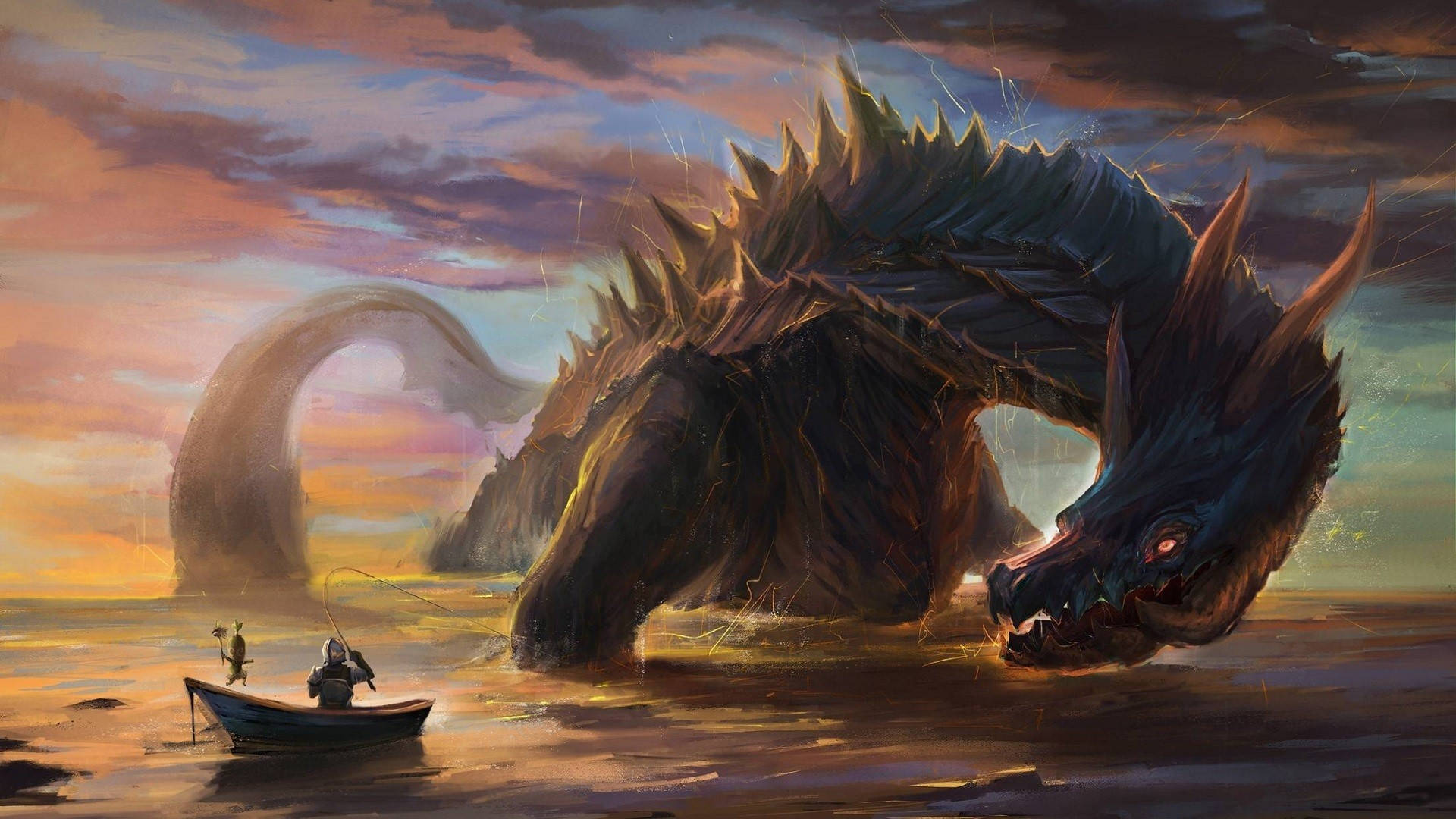 Giant Hd Dragon On Water