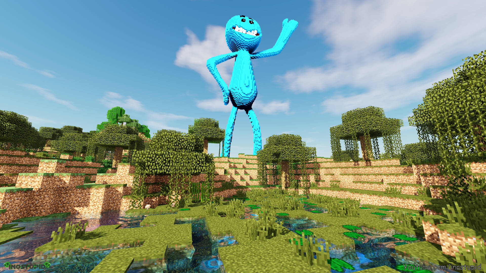 Giant Mr Meeseeks In Roblox Background