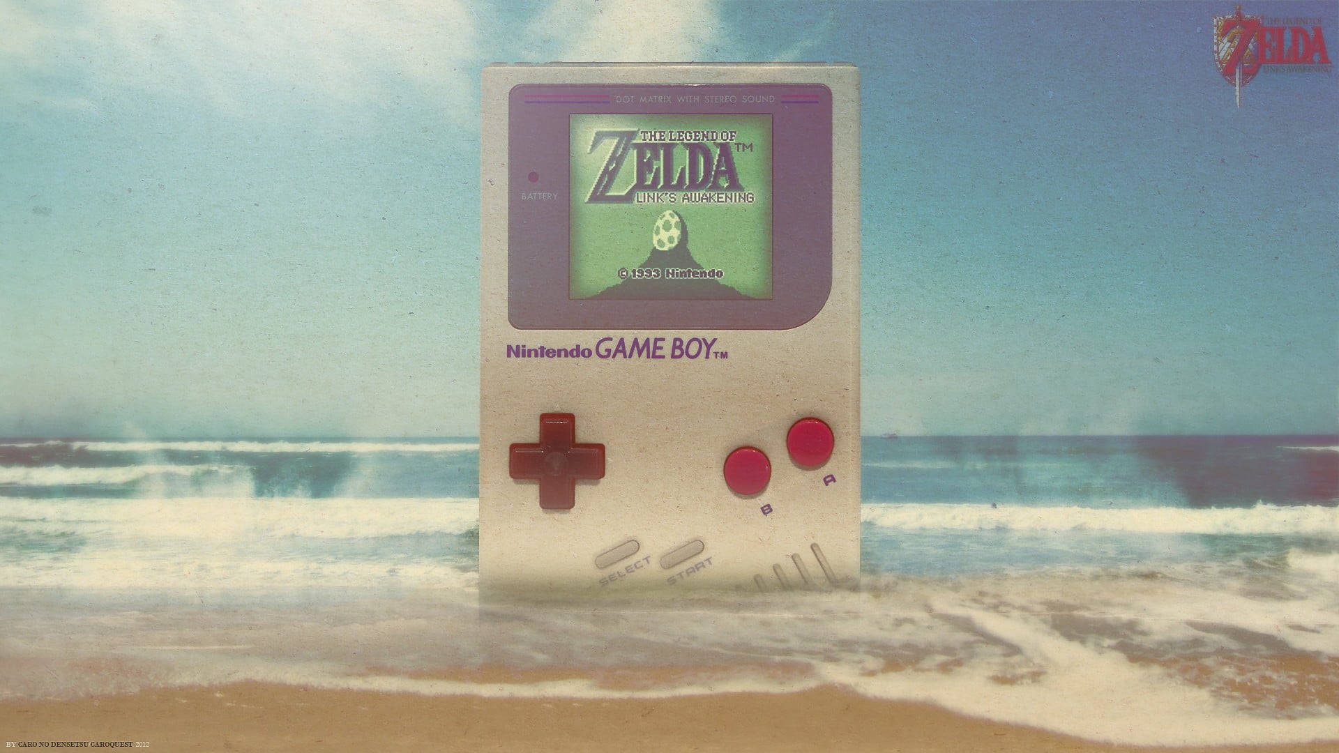 Giant Nintendo Game Boy At The Beach Background