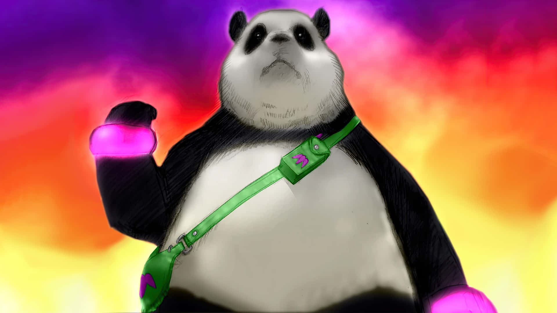 Giant Panda Wearing Green Bag