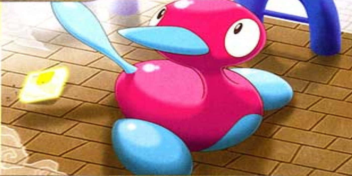 Giant Porygon2 On Brown Surface Background
