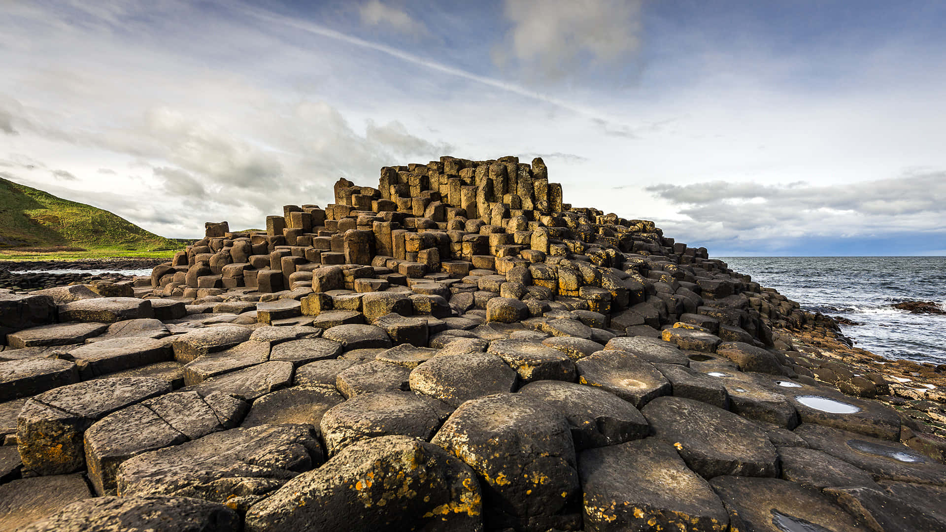 Giant's Causeway Elevated Basalt Rocks In Northern Ireland Background