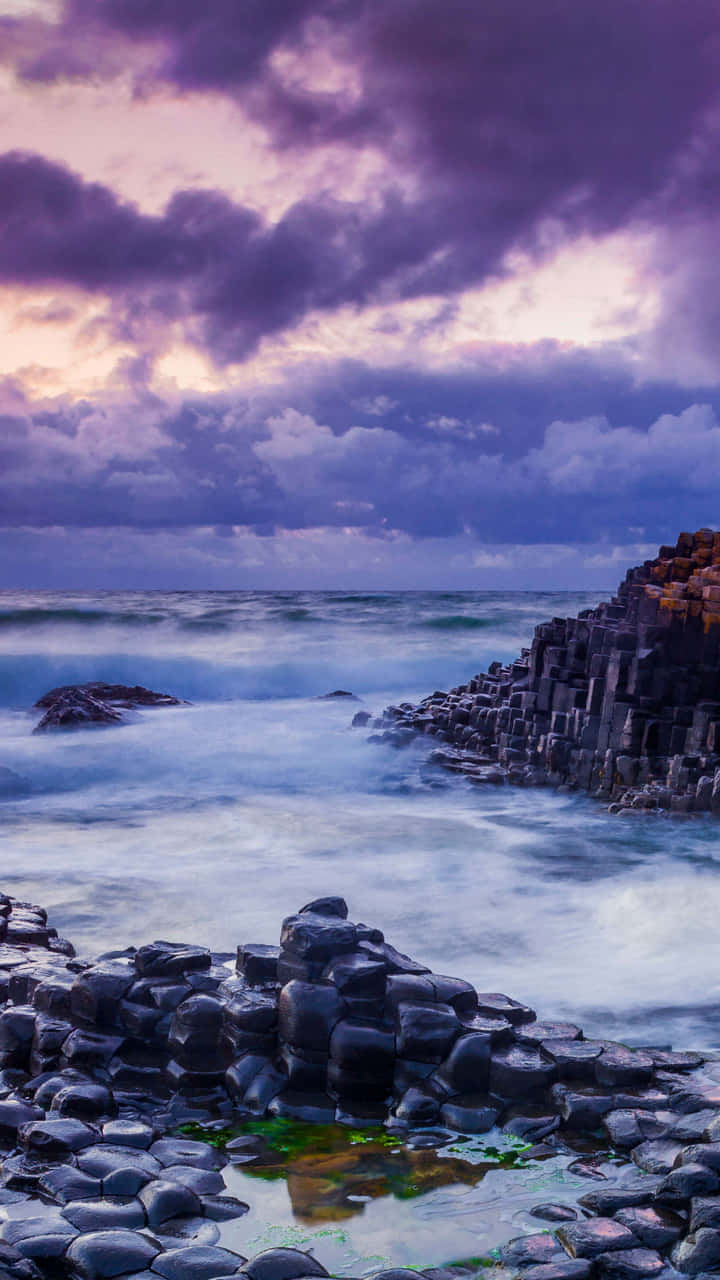 Giant's Causeway Violet Cloudy Sky