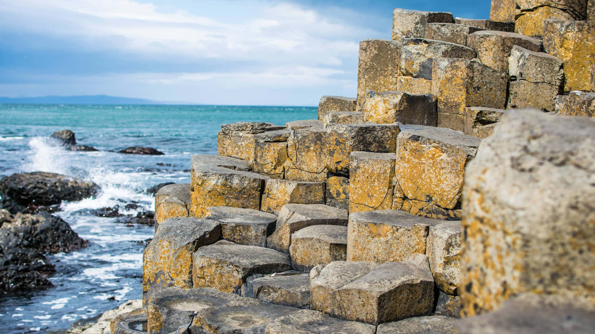 Giant's Causeway Yellow Basalt Rocks Northern Ireland Background